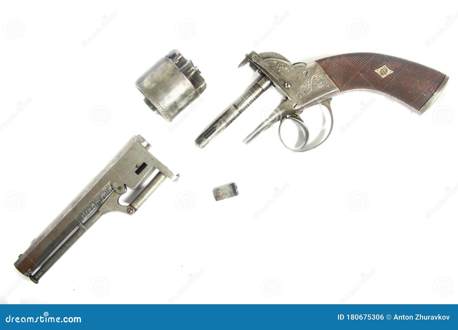 xix century old rare muzzle loading percussion cap revolver pistol