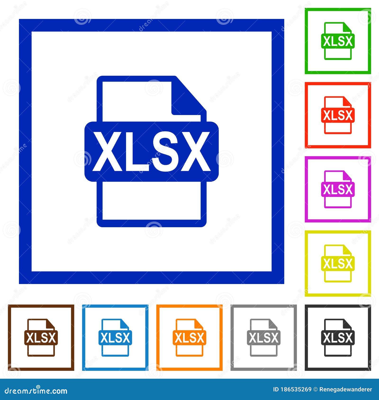 xlsx file format flat framed icons