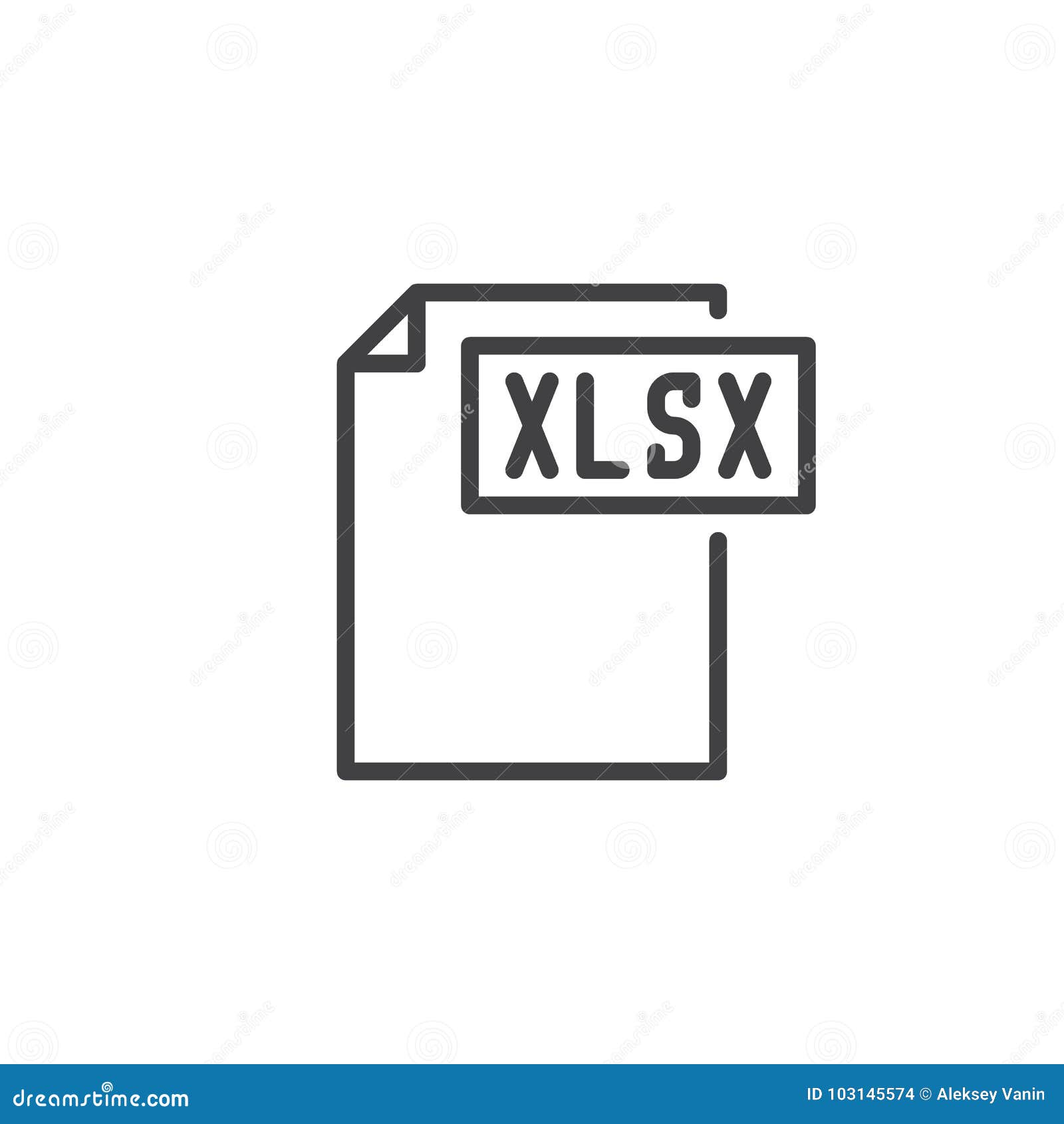 xlsx format document line icon