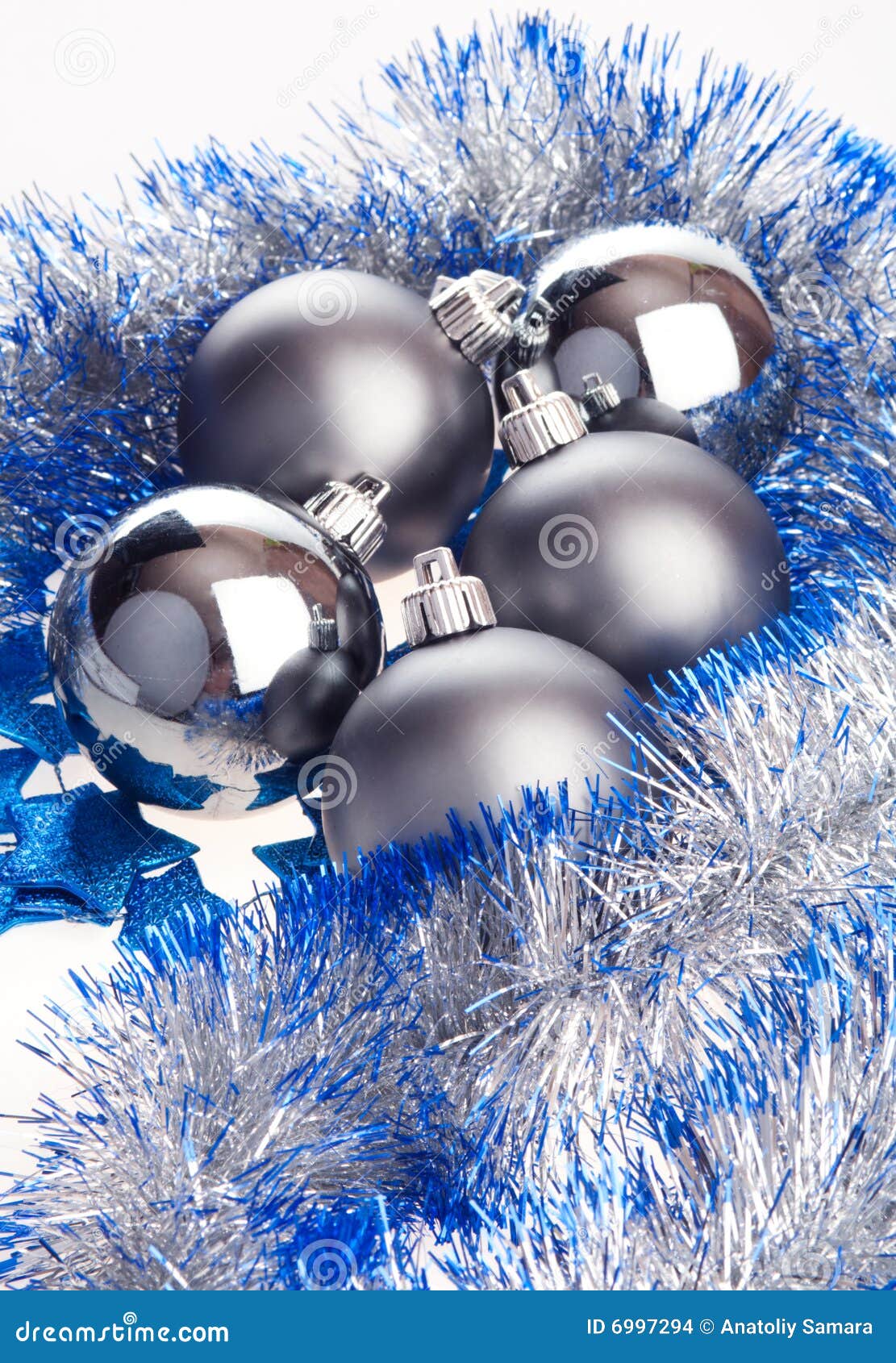 Xmas balls and tinsel stock photo. Image of shiny, ornament 6997294
