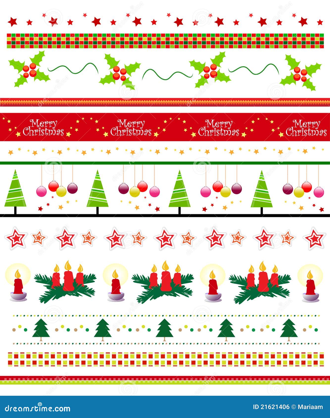 Xmas Border / Text Divider Set Stock Illustration Illustration of
