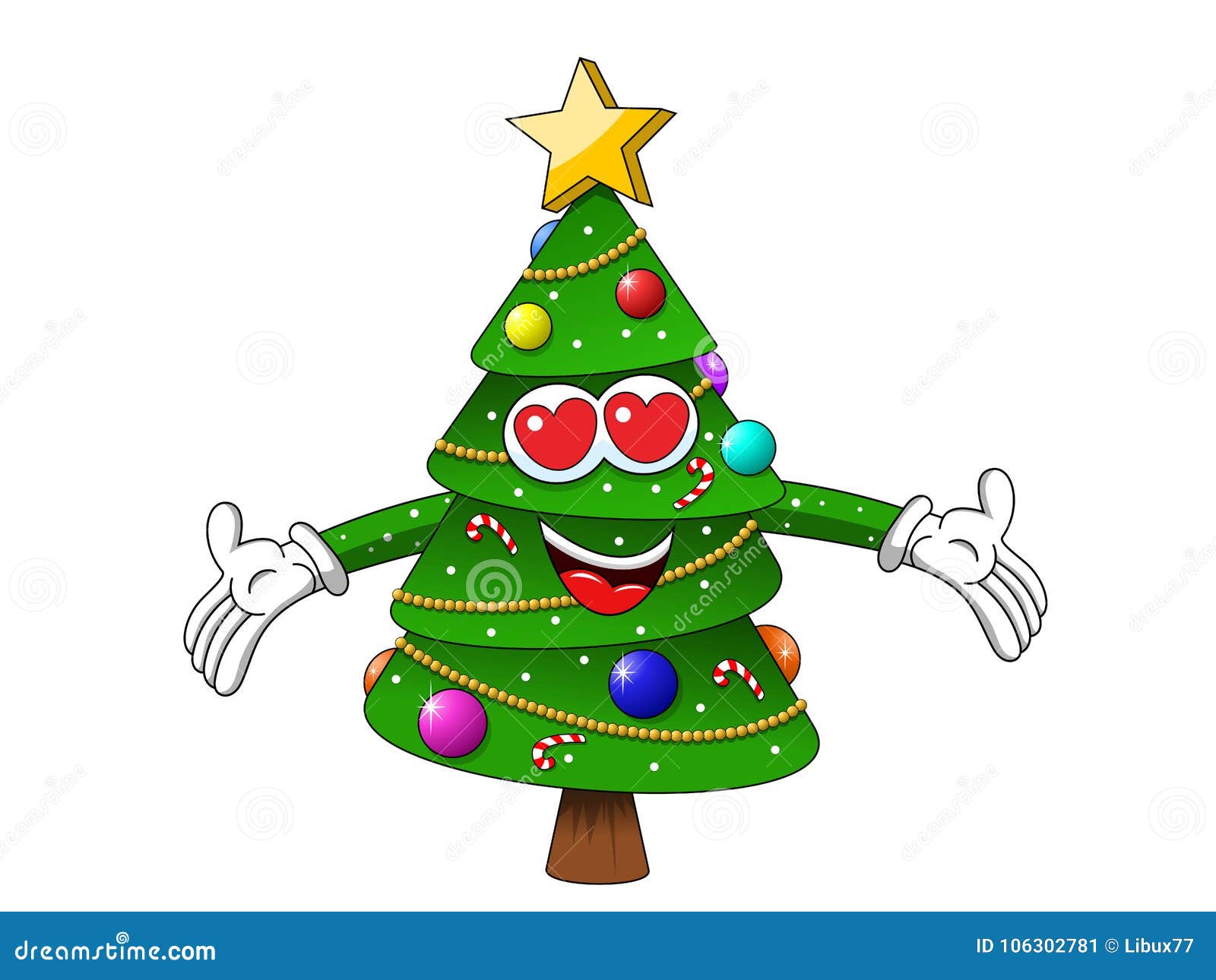 Download Xmas Christmas Tree Mascot Character Big Hug Love Isolated Wh Stock Vector Illustration