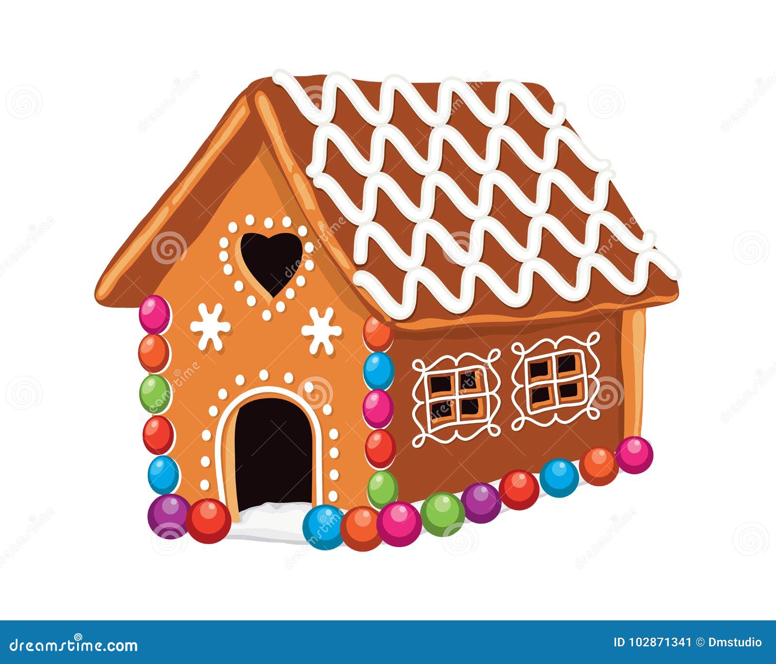 Xmas colorful gingerbread house with sugar icing decoration christmas holiday food background sweet ginger bread dessert eps10 illustration vector