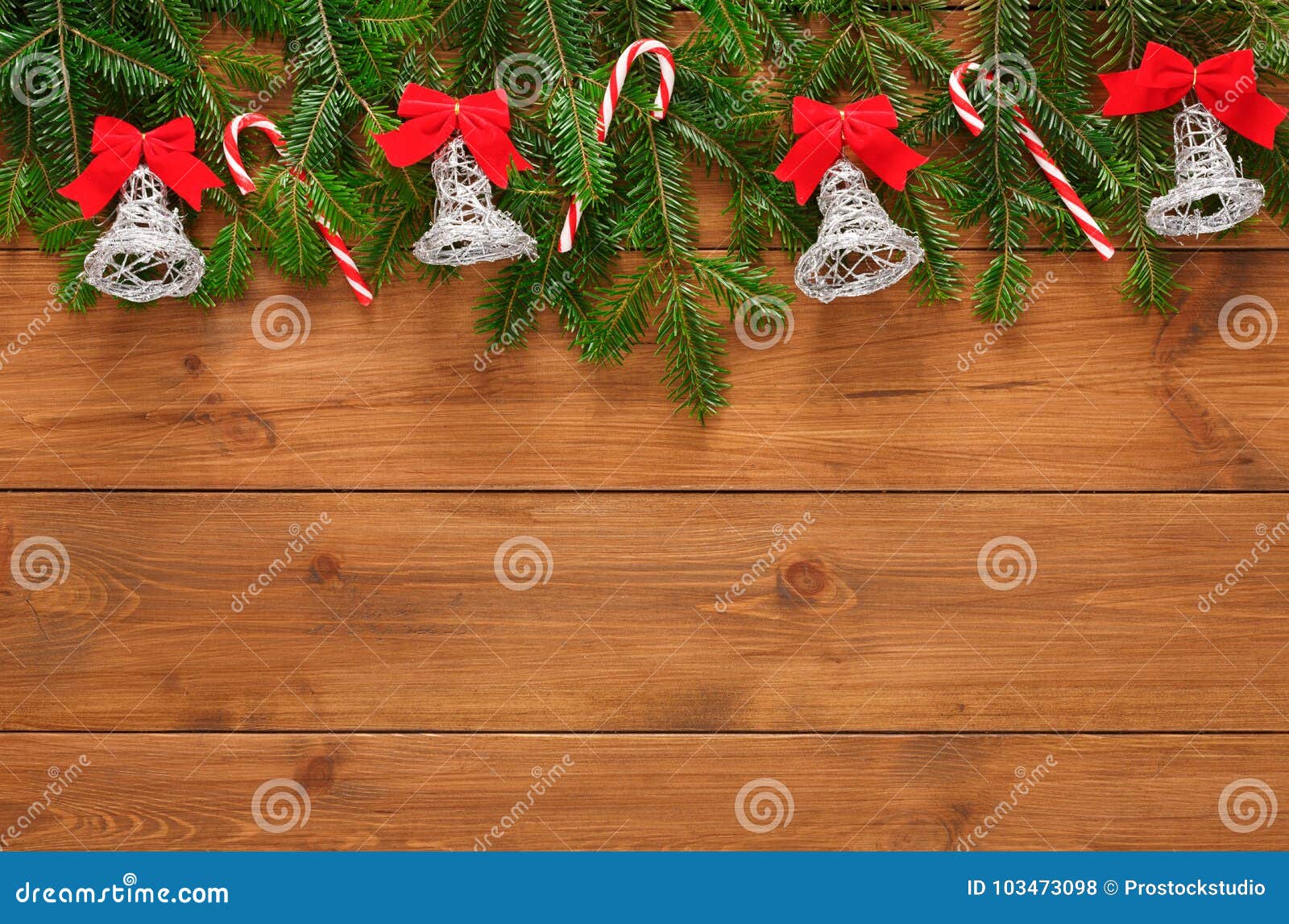 Christmas Decoration, Ornaments and Garland Frame Background Stock ...