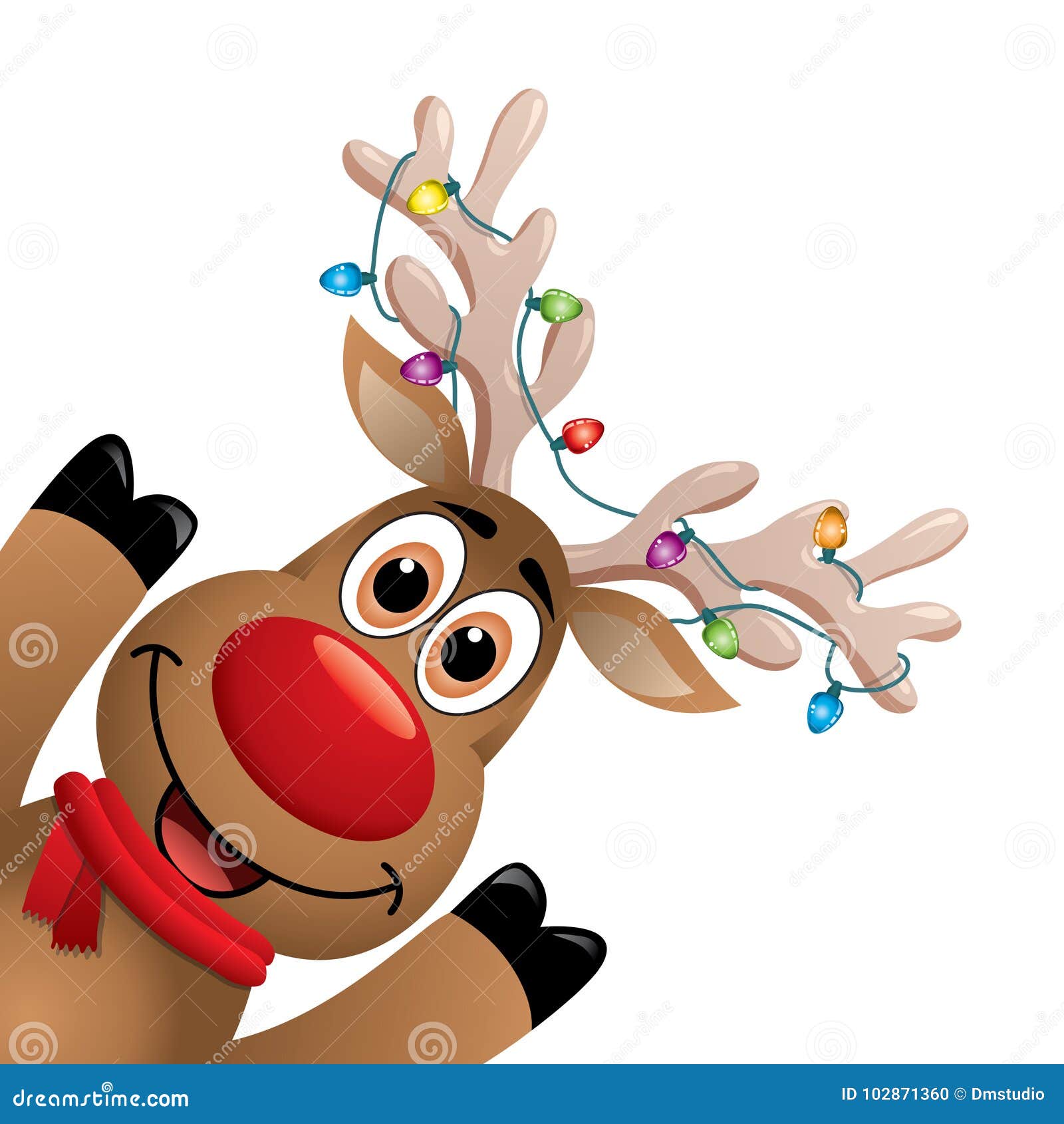 Xmas Drawing of Funny Red Nosed Reindeer. Vector Stock Vector -  Illustration of card, blank: 102871360