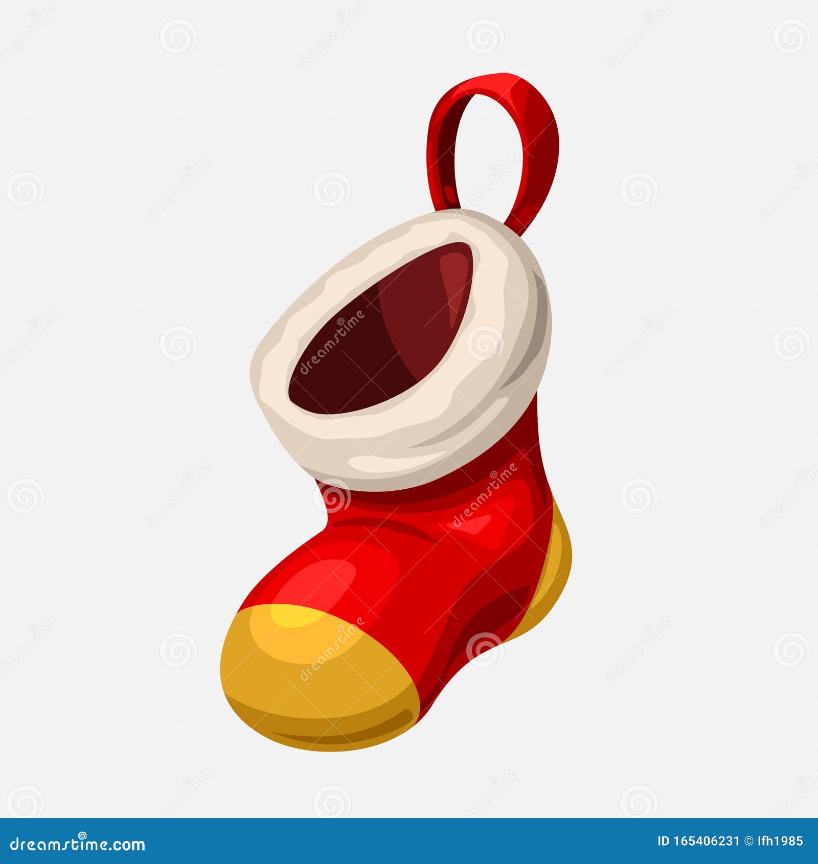 Xmas red sock on white stock vector. Illustration of gift - 165406231