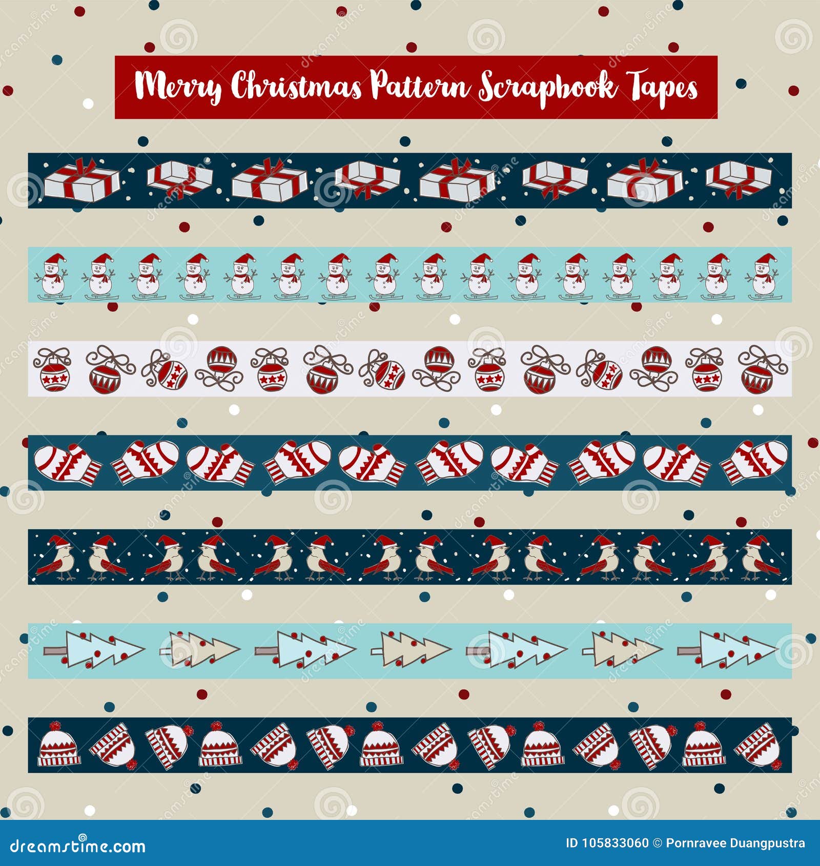 Xmas Scrapbook Tape-1 Christmas Washi Tape Cute Winter Stock