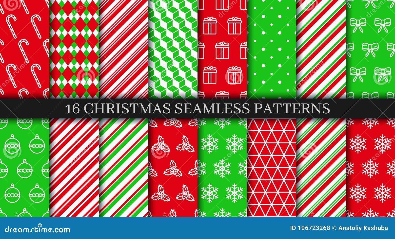 16 xmas seamless patterns collection. christmas new year texture. festive seamless background. holiday wrapping paper