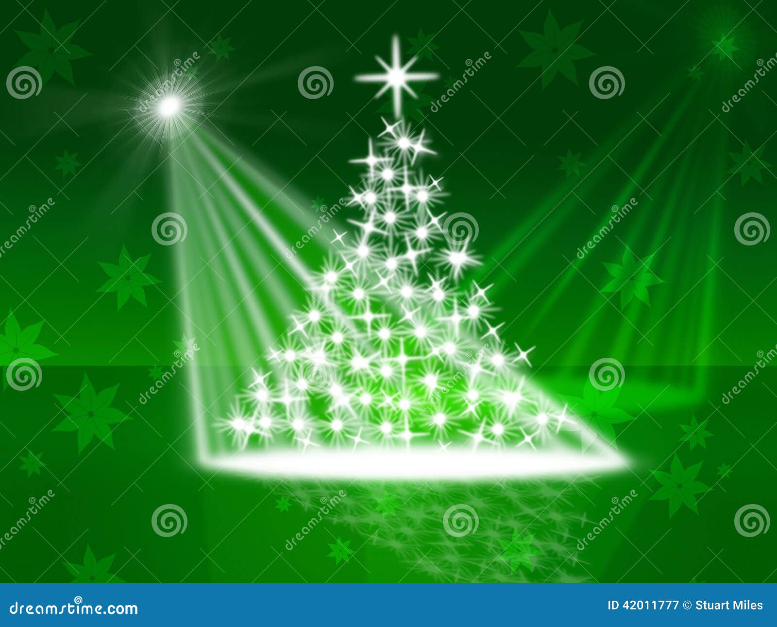 Xmas Tree Represents Lightsbeams of Light and Celebrate Stock Illustration Illustration of