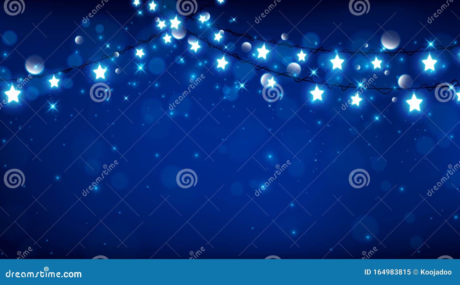 Fairy Lights Christmas on Blue Background Stock Vector Illustration