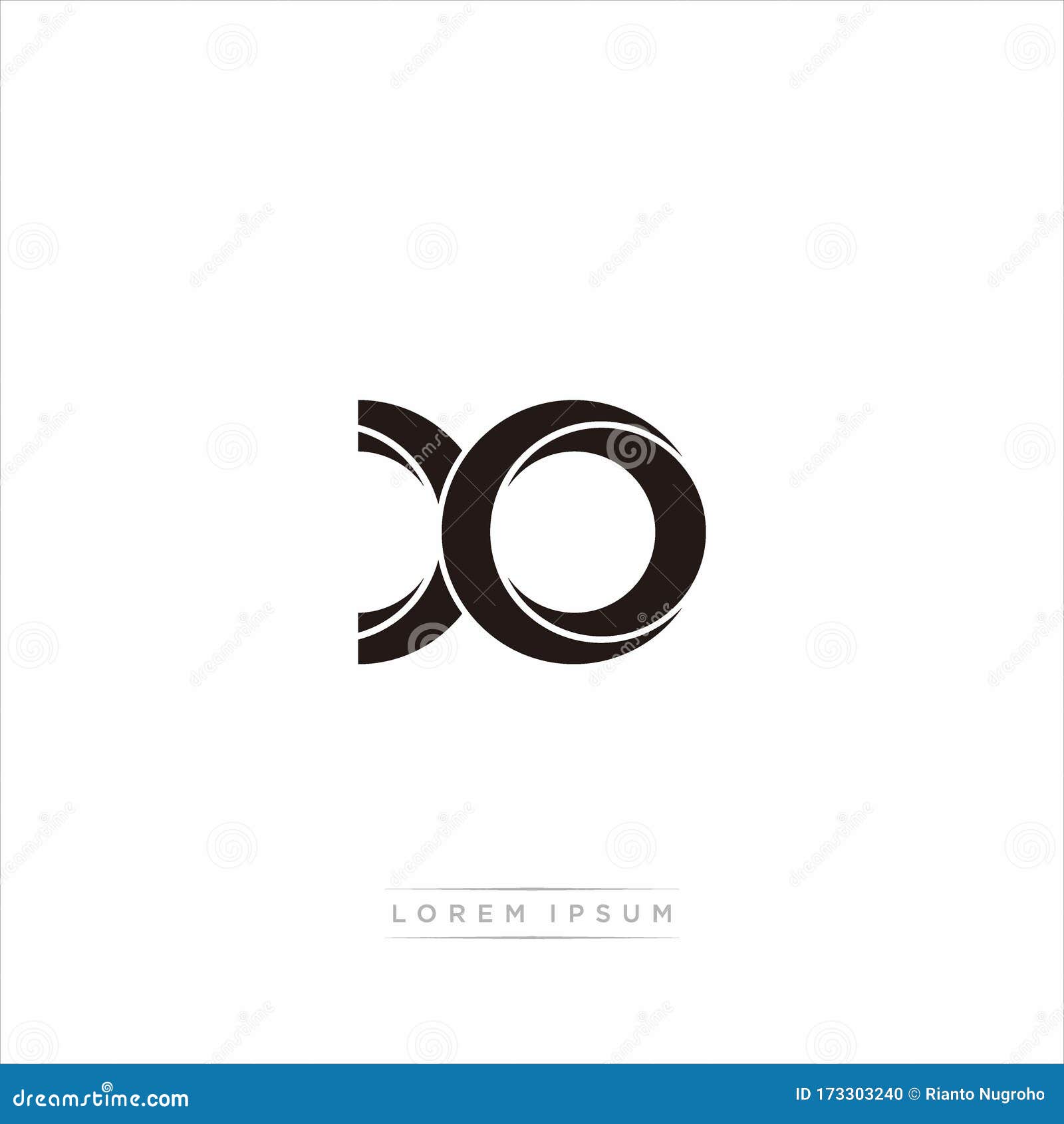 Xo Initial Letter Split Lowercase Modern Monogram Linked Outline ...