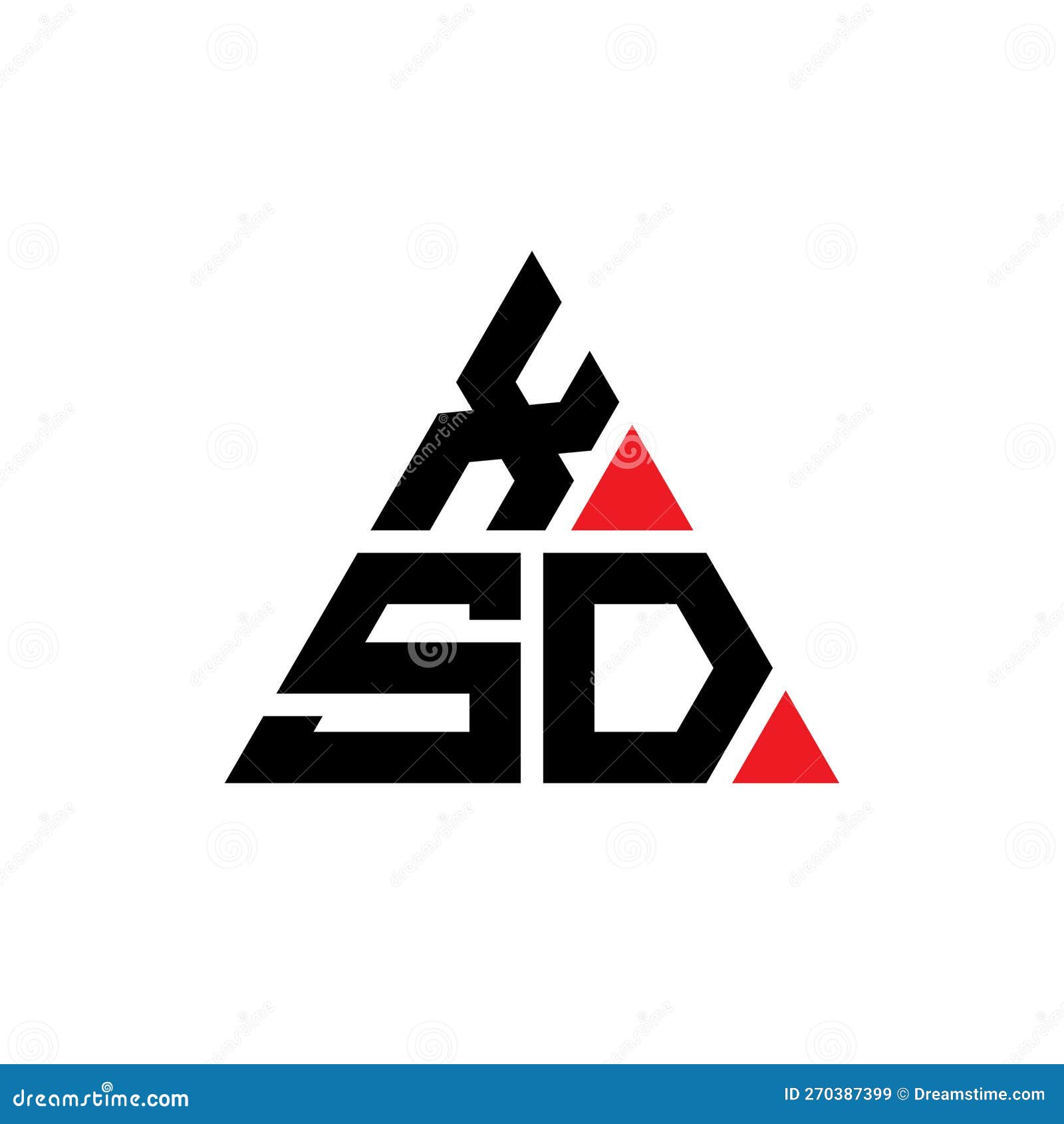 xsd triangle letter logo  with triangle . xsd triangle logo  monogram. xsd triangle  logo template with red