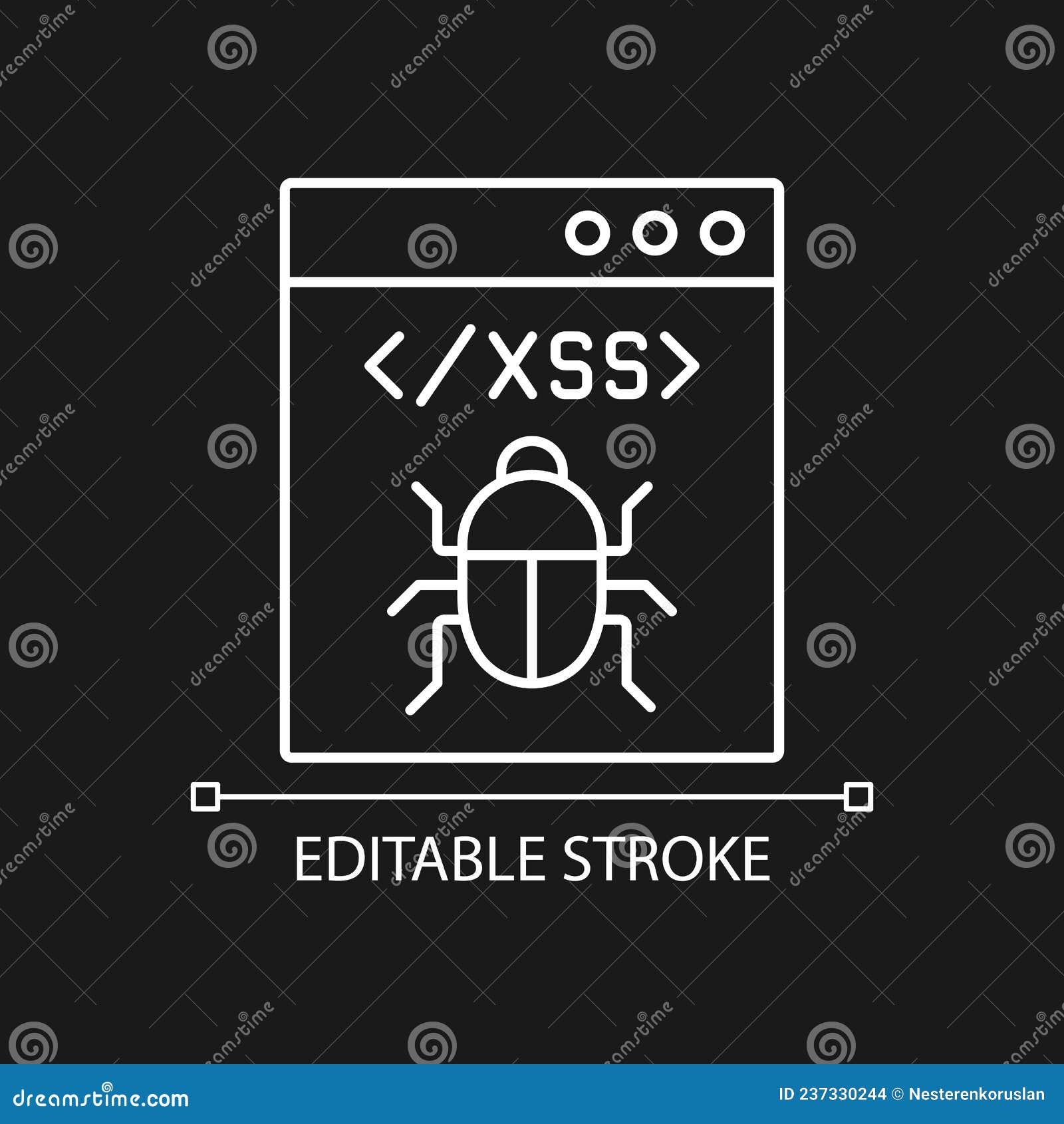 xss attack white linear icon for dark theme