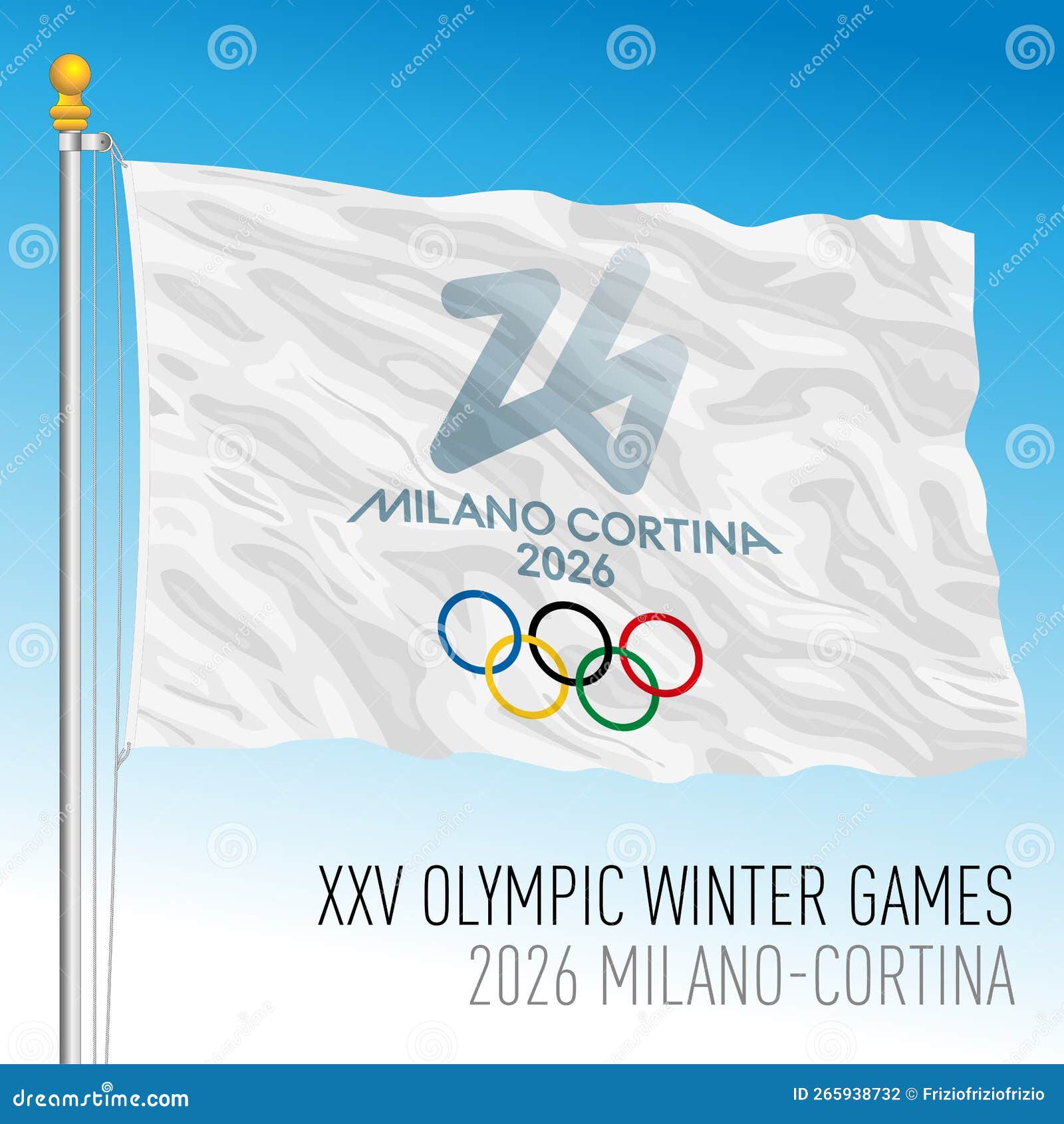 XXV Olympic Winter Games 2026 Flag, Milano And Cortina Vector ...