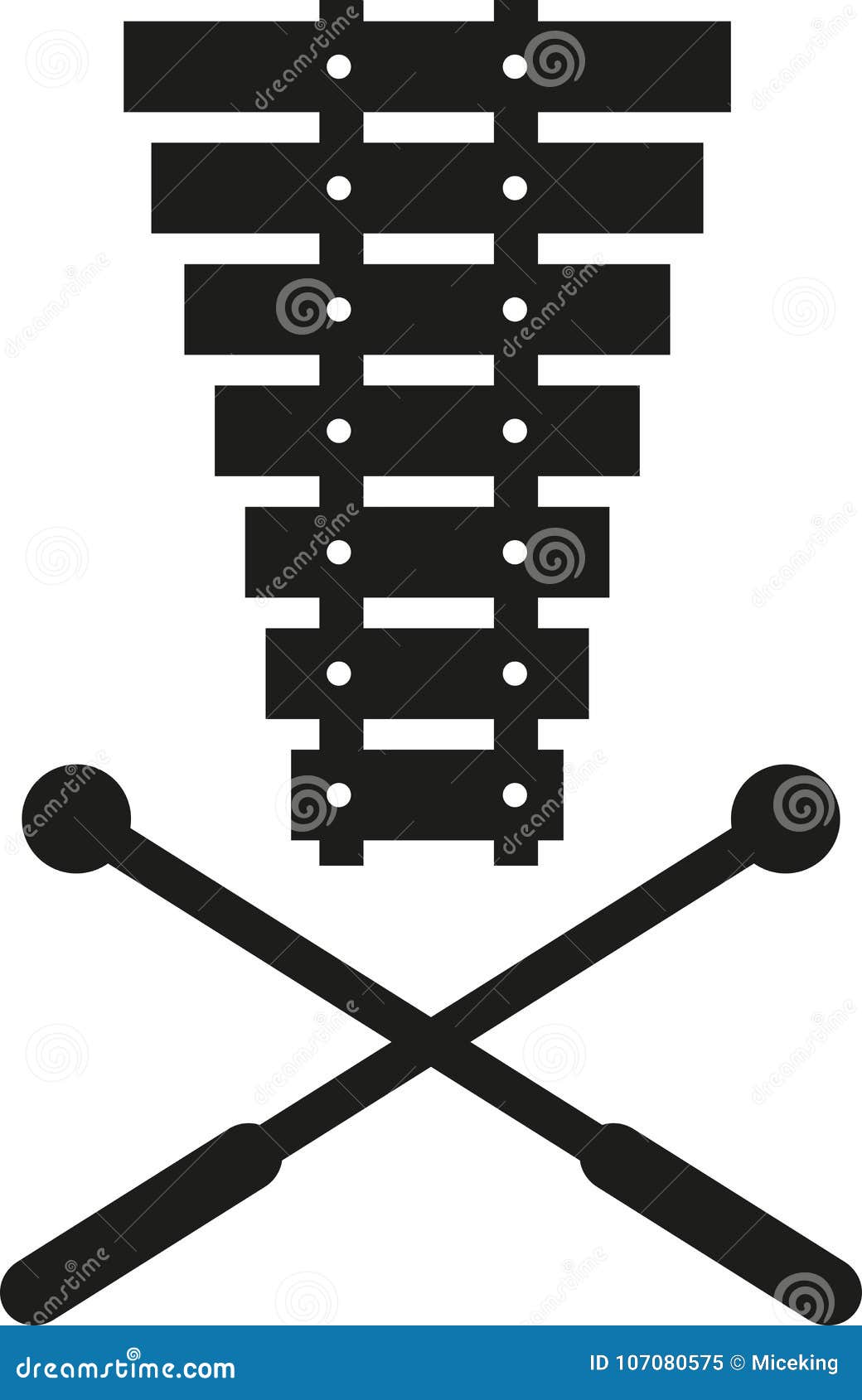 Xylophone with Crossed Mallets Stock Vector Illustration of symbol, sign 107080575