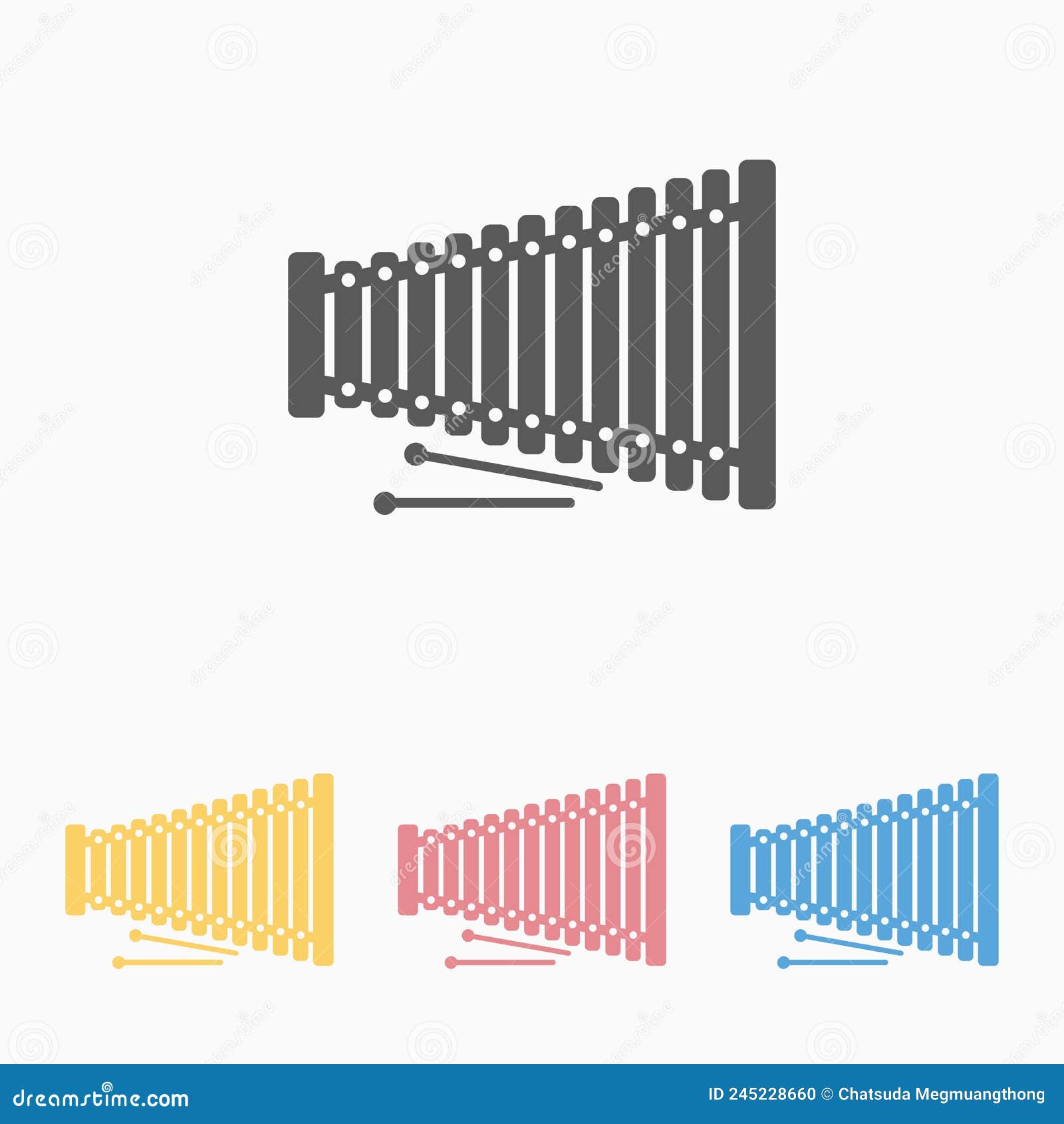 Xylophone Icon, Music, Sound, Note Stock Vector Illustration of music