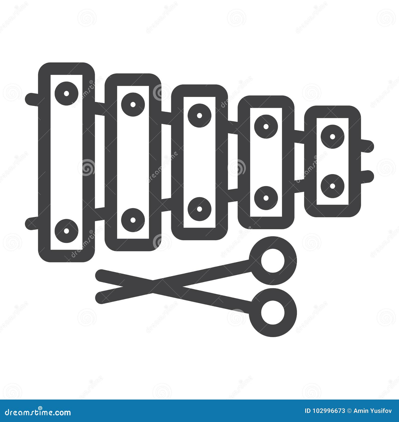 Xylophone Line Icon, Music And Instrument Stock Vector - Illustration ...