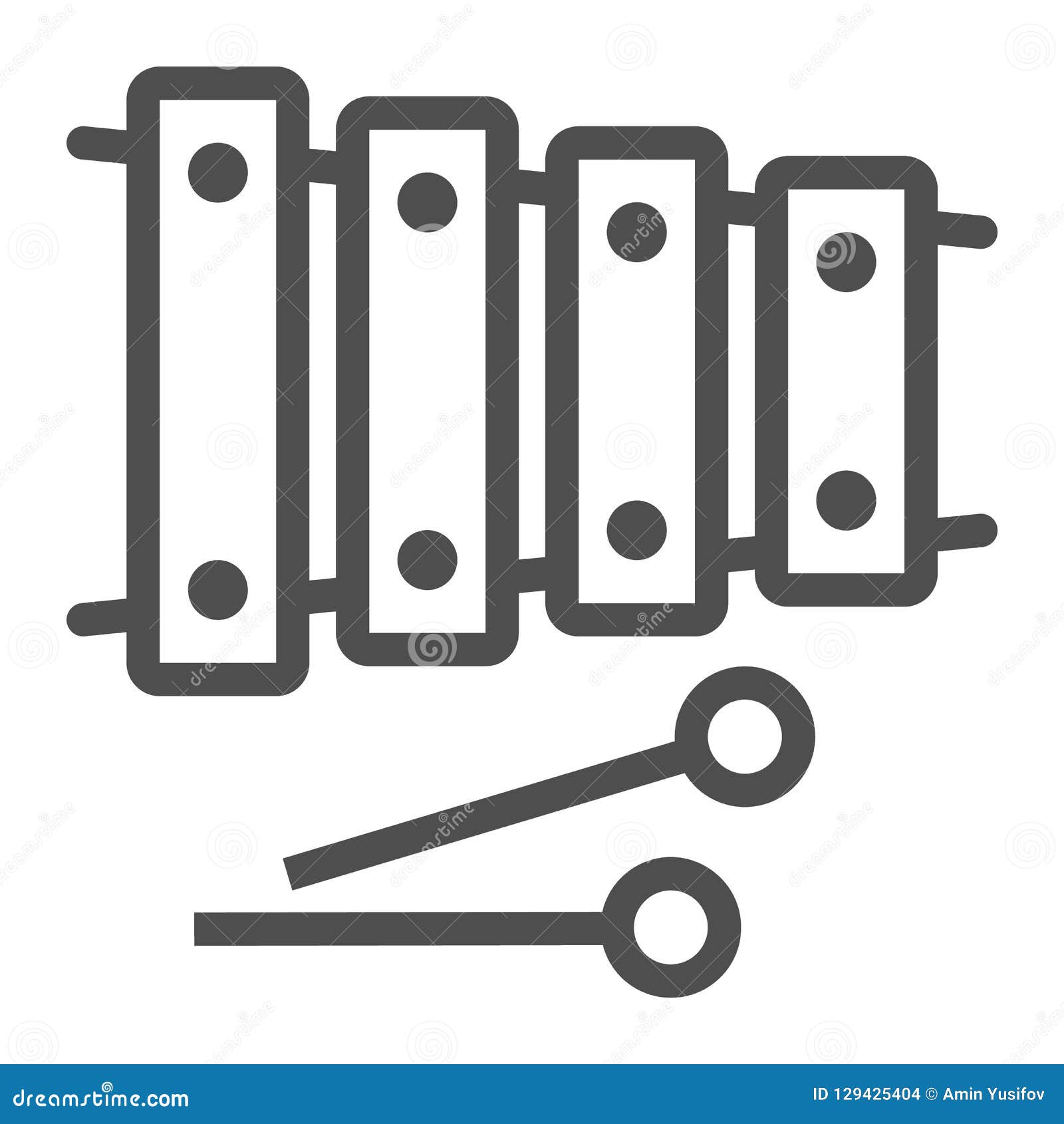 xylophone line icon, musical and percussion, instrument sign,  graphics, a linear pattern on a white background.