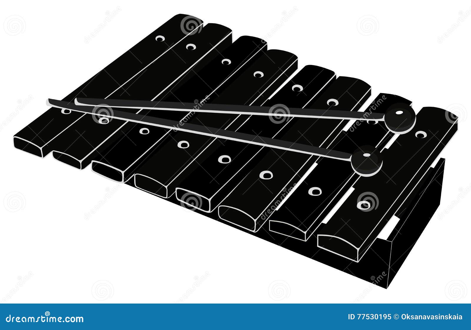 Xylophone with mallets. stock vector. Illustration of icon 77530195