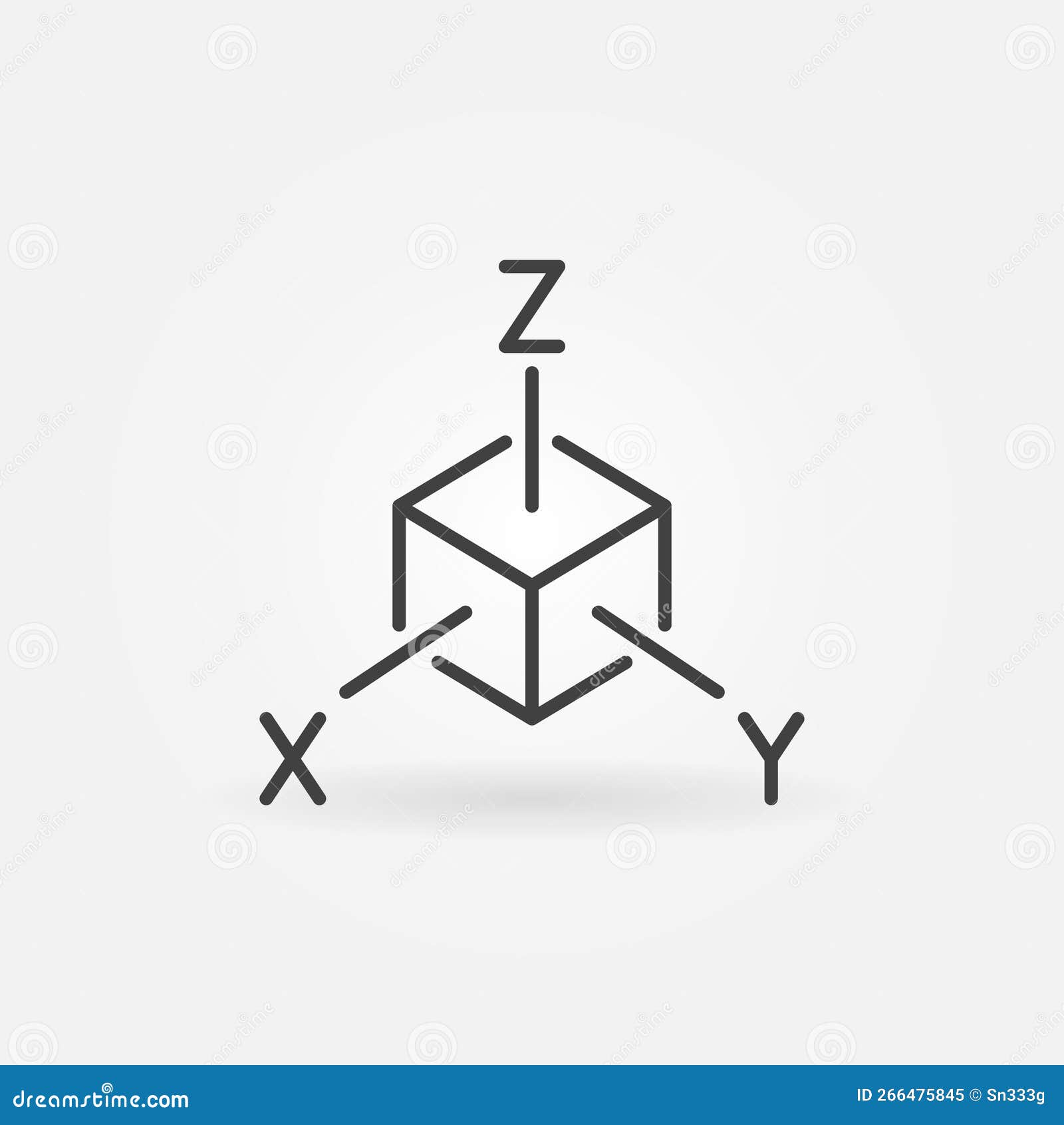 xyz axis cube  tridimensional coordinate spaces line icon