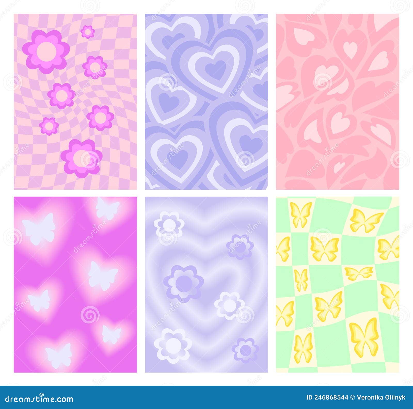 Y2k Backgrounds. Groove Backdrop with Flowers, Butterflies and