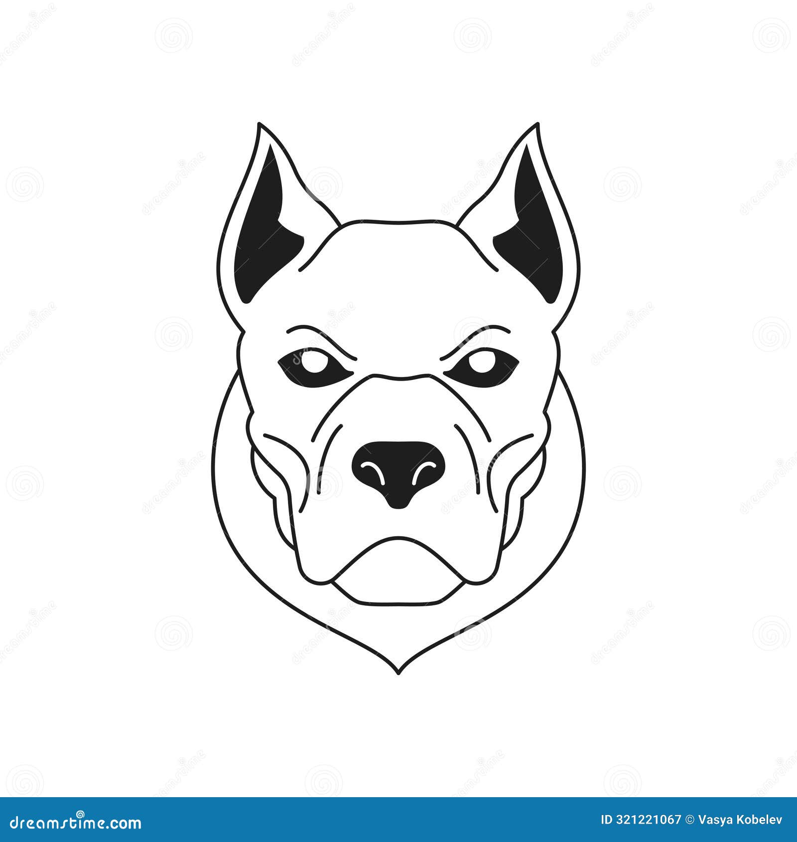 y2k pitbull angry dog aggressive pet head monochrome line retro groovy icon  