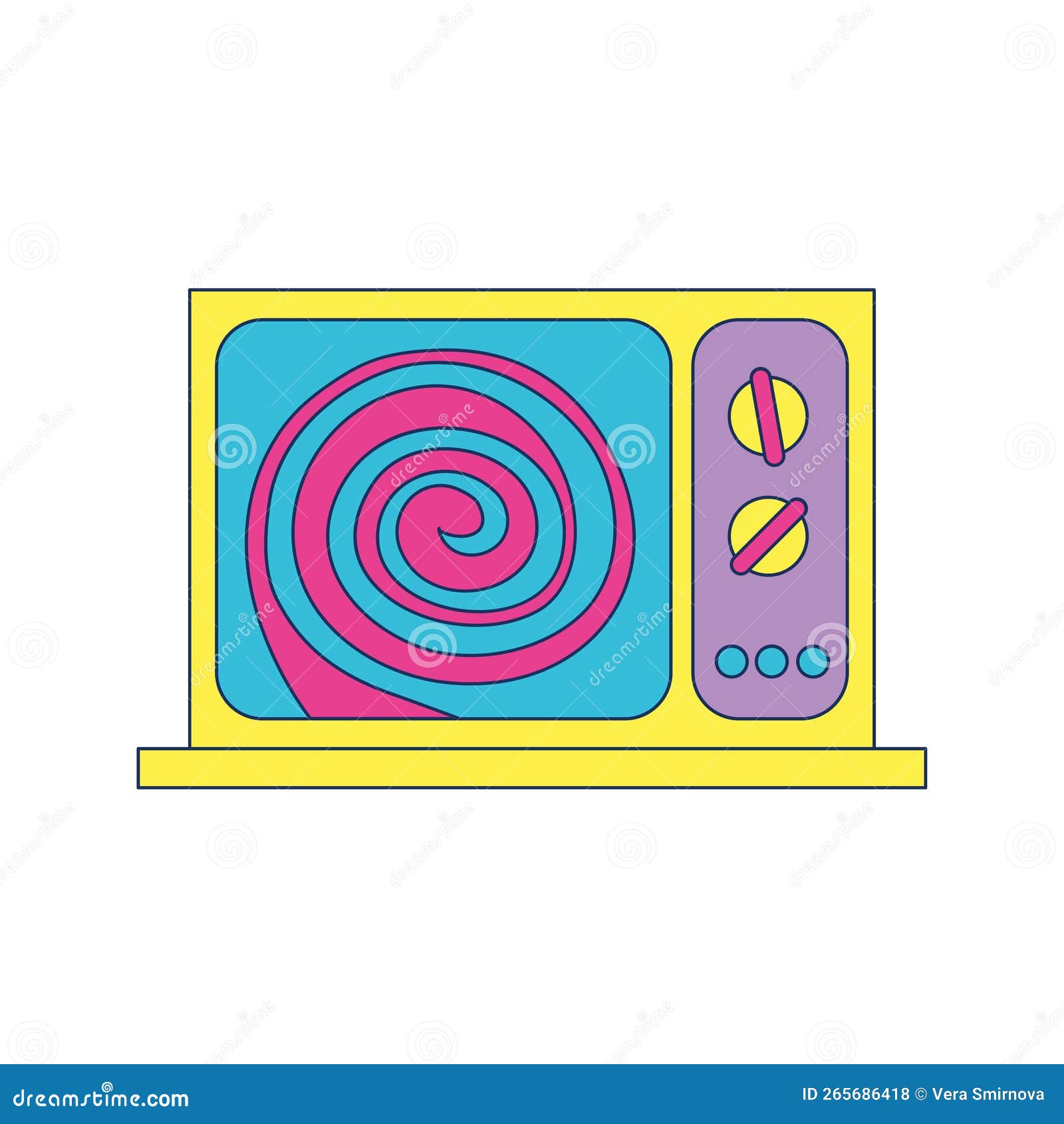 y2k tv with psychedelic spiral on screen icon. retro televisin device. doodle hand drawn