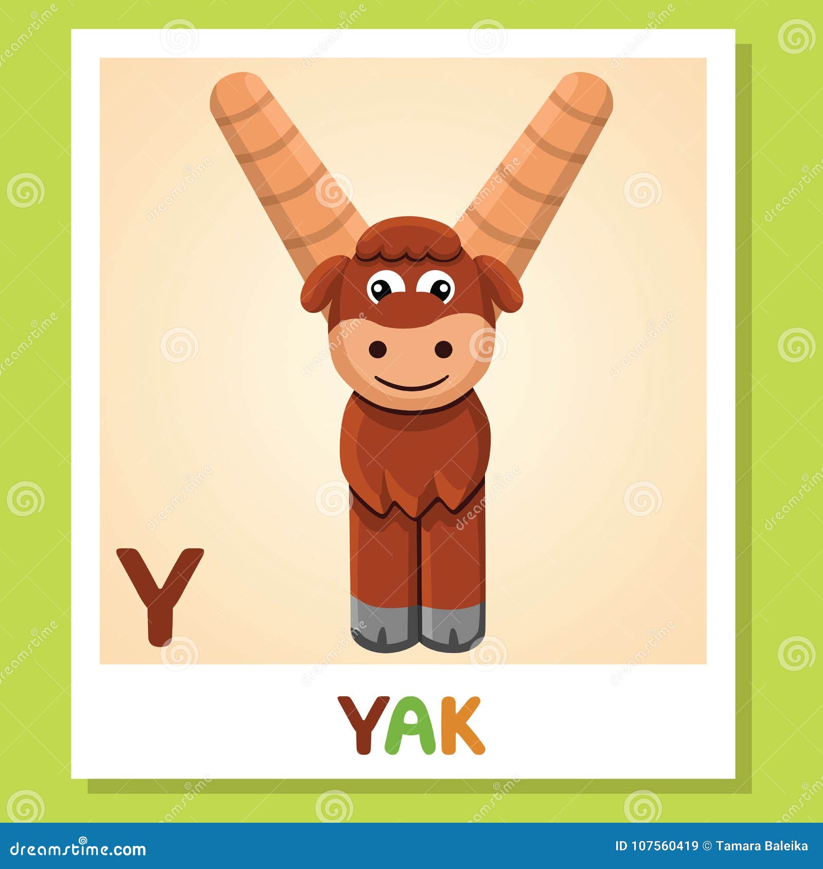 Animal Qui Commence Par Y Y is for Yak. Letter Y. Yak, Cute Illustration. Animal Alphabet. Stock