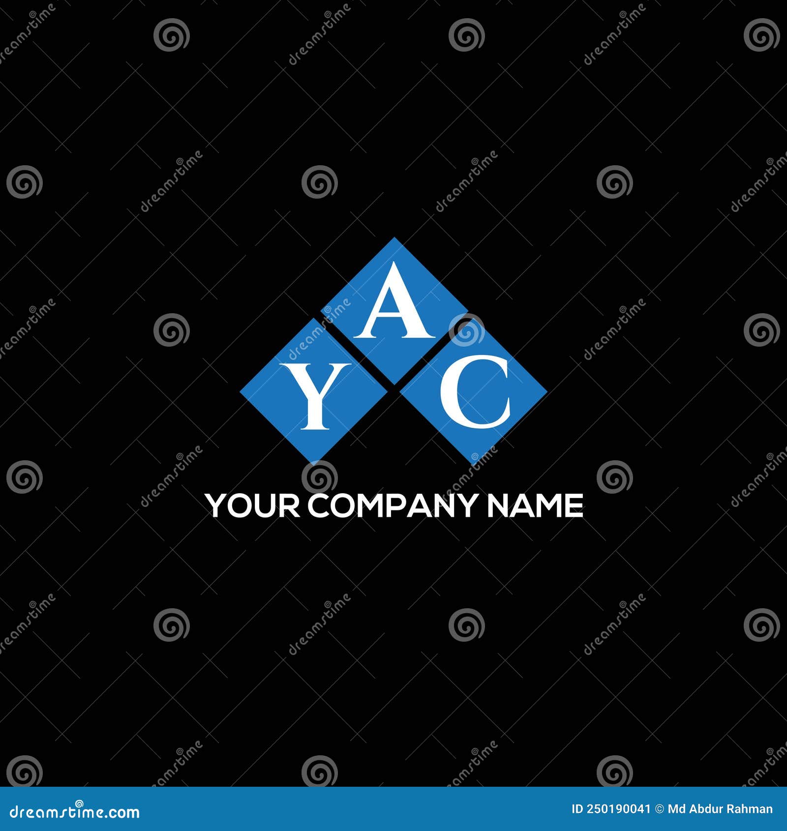YAC Letter Logo Design on BLACK Background. YAC Creative Initials