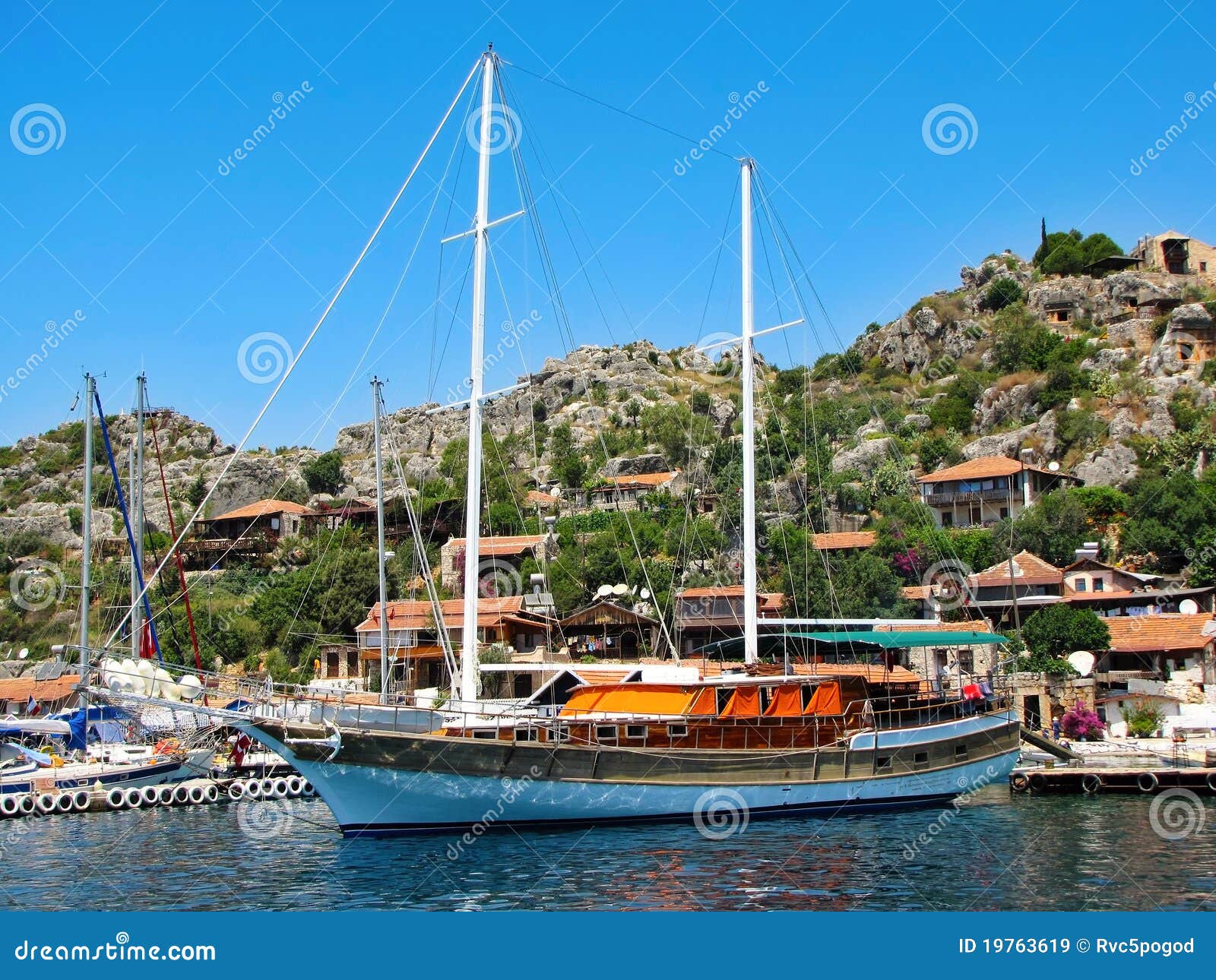 the yacht anchored in kekova