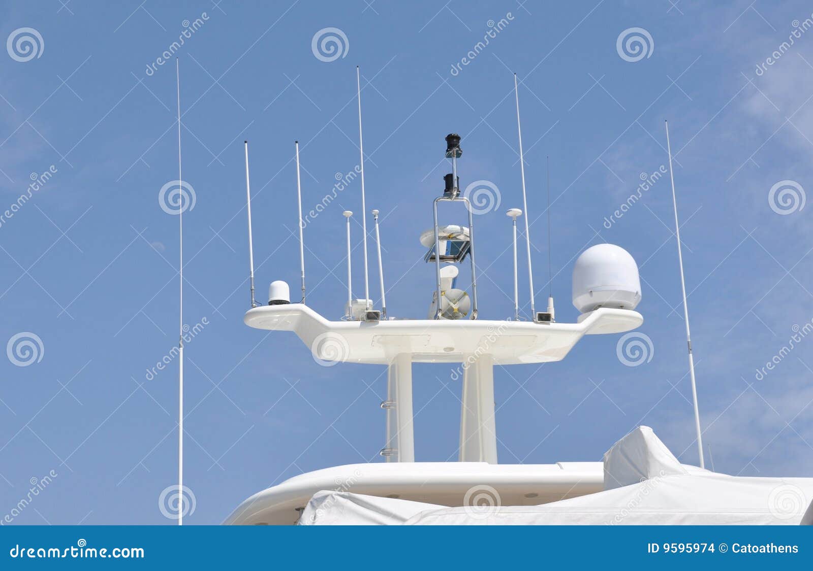 Yacht antennas stock photo. Image of antenna, marine, boat 9595974