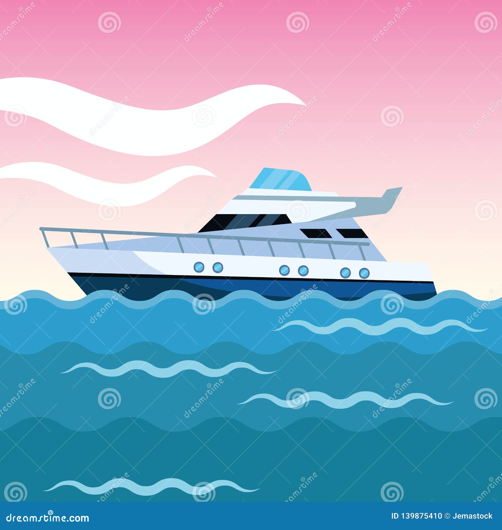 Yacht boat cartoon stock vector. Illustration of boat - 139875410