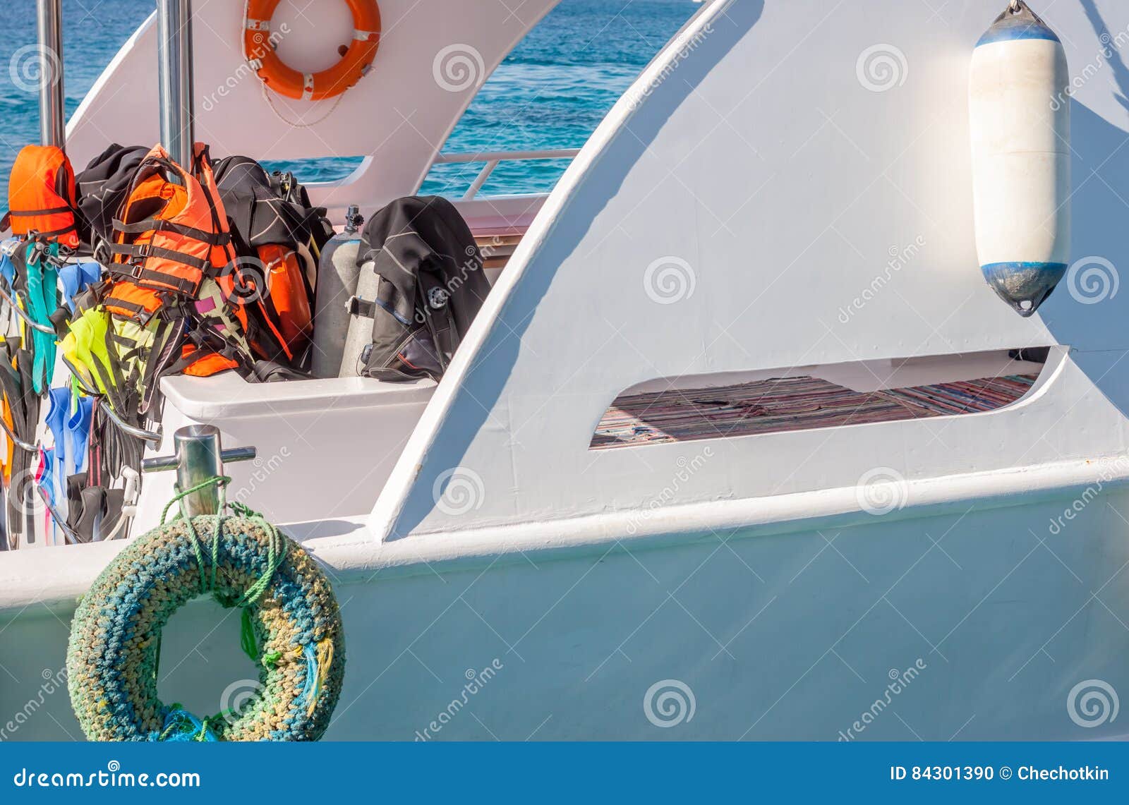Yacht with Diving Equipment Stock Photo Image of journey, touristic
