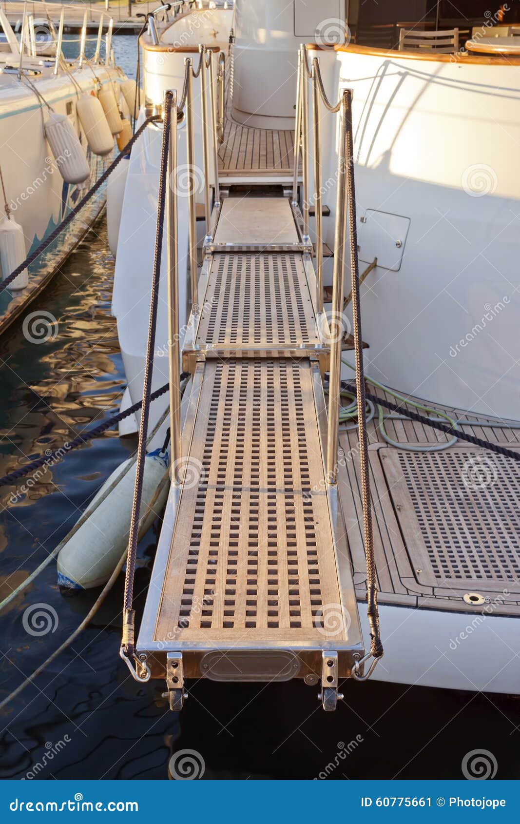 Yacht Extended Telescopic Gangway Stock Photo - Image 