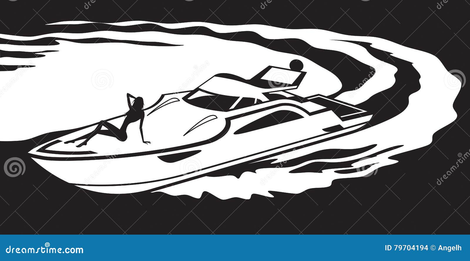 Yacht with Fashion Model on Deck Stock Vector Illustration of vessel