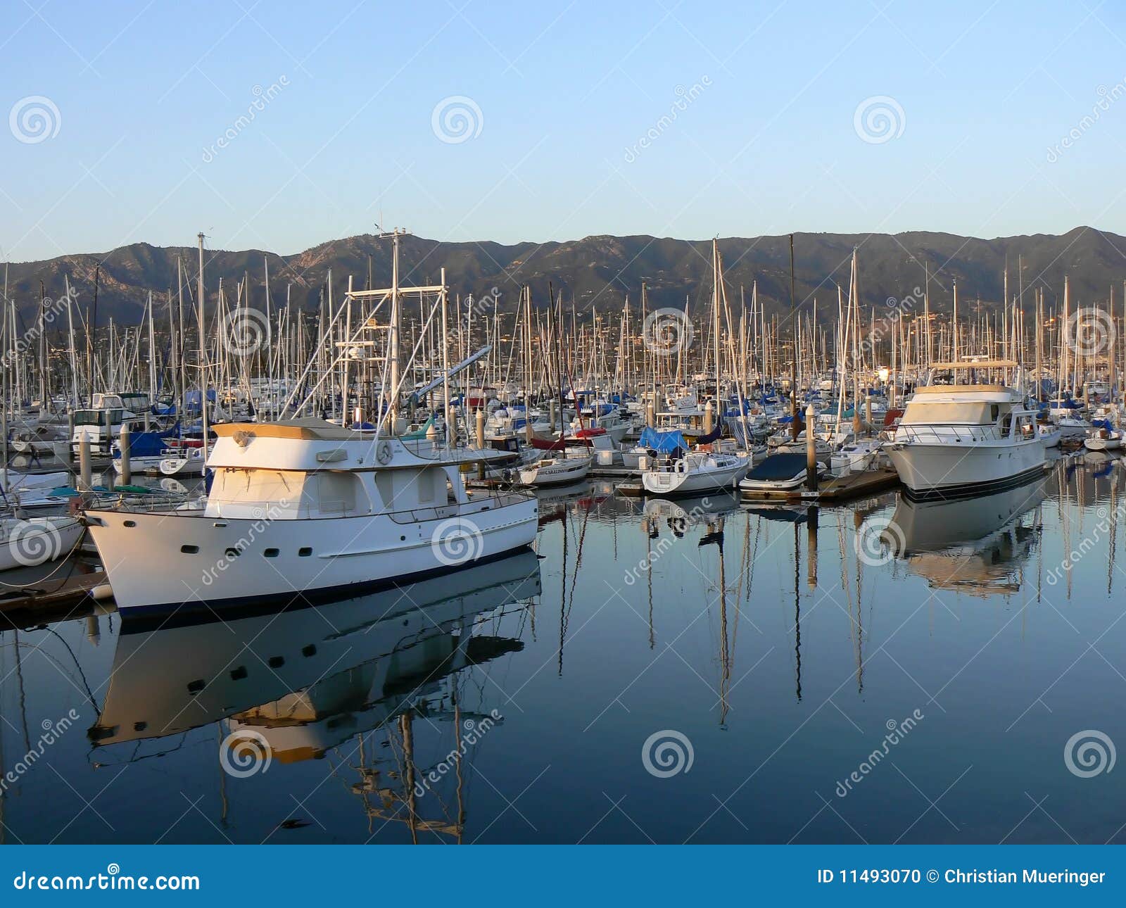 Yacht Harbor of Santa Barbara Stock Photo - Image of pacific, coastline ...