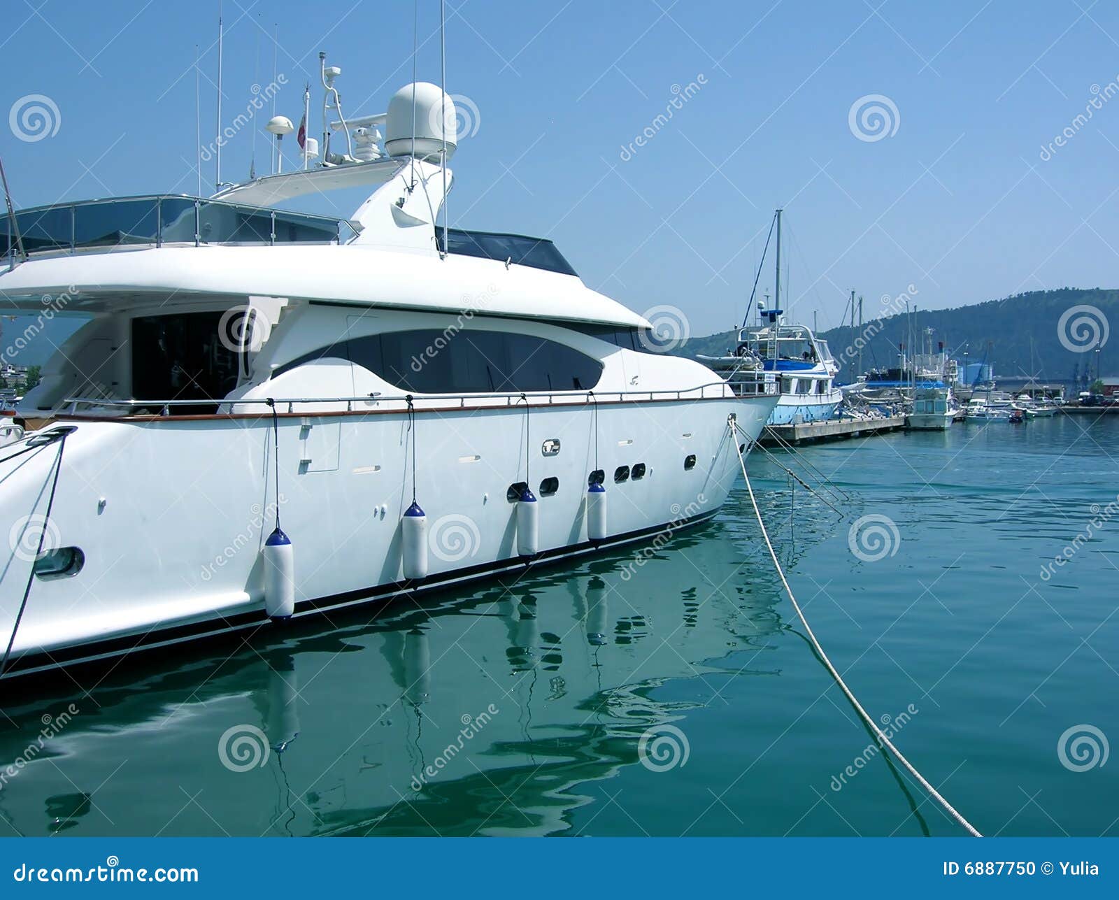 Yacht in harbour stock photo. Image of harbour, green 6887750