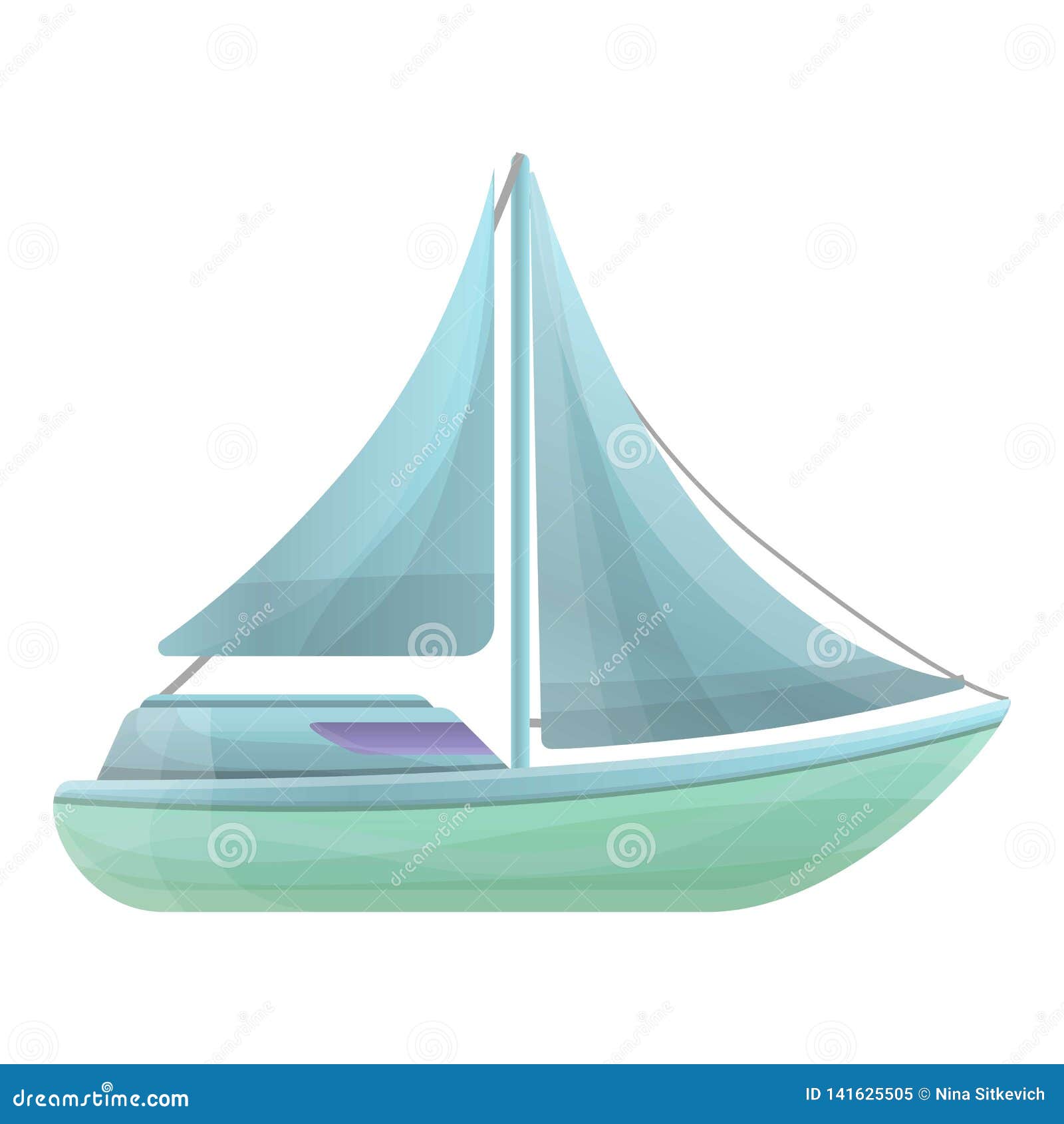 Yacht icon, cartoon style stock vector. Illustration of boat - 141625505
