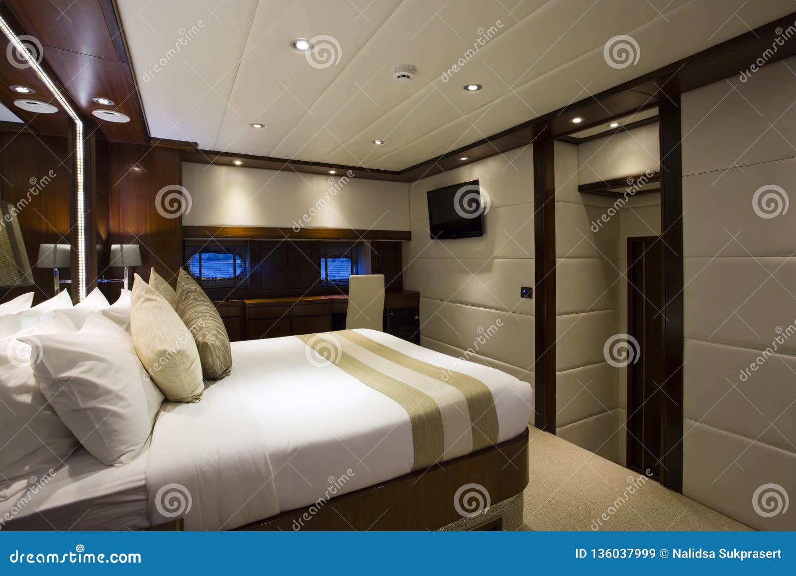 Yacht Interior Bedroom stock image. Image of motor, sheets 136037999