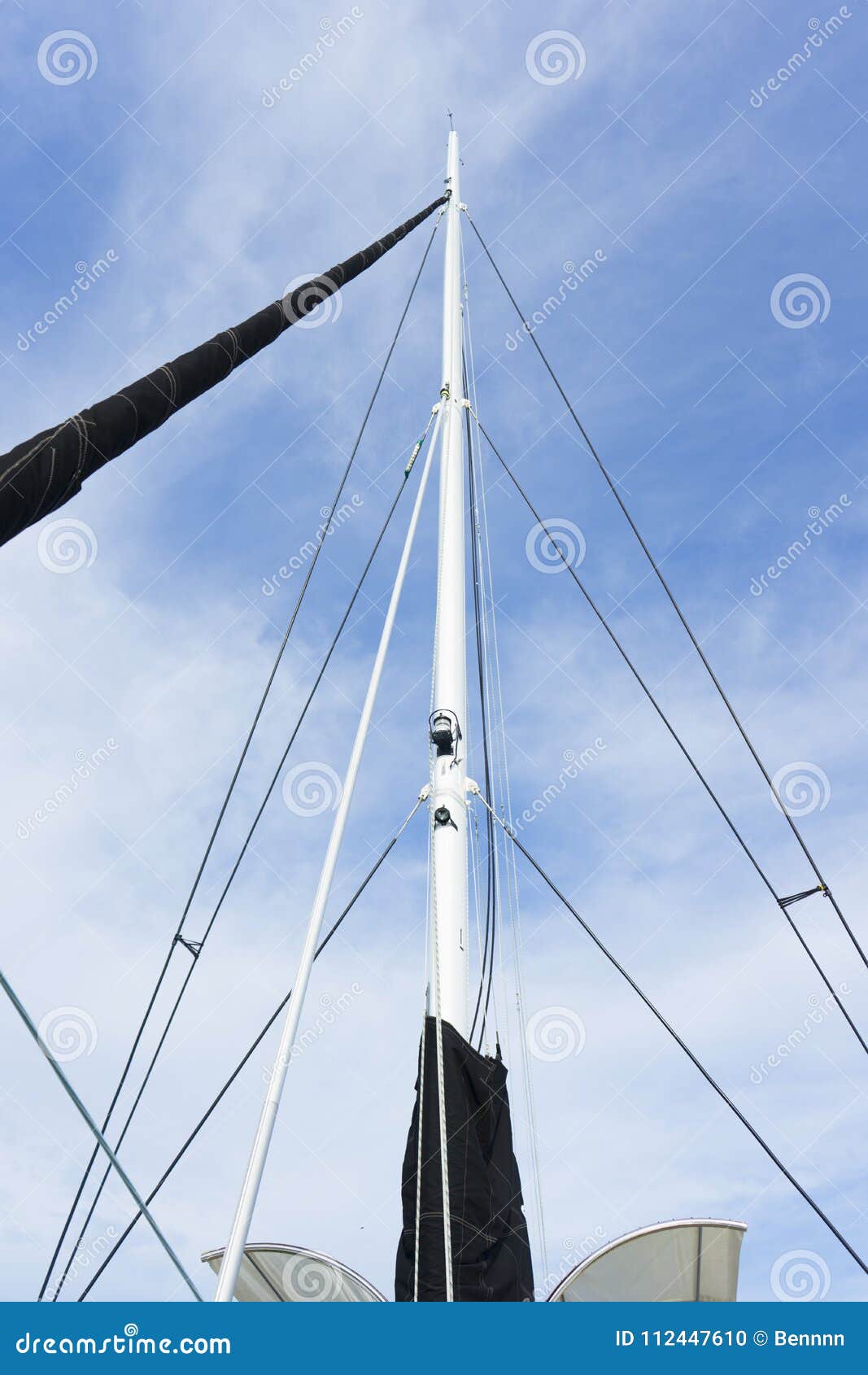Yacht Mast with a White Sail Stock Photo Image of aquatics