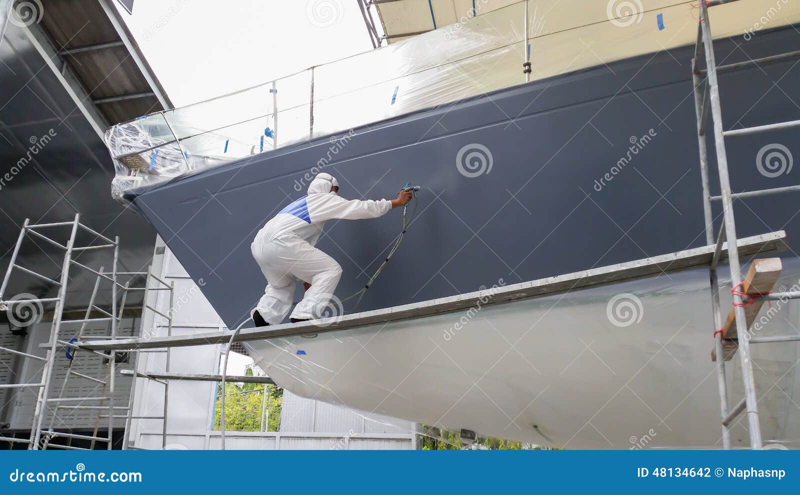 Yacht painting stock photo. Image of marina, shipyard 48134642