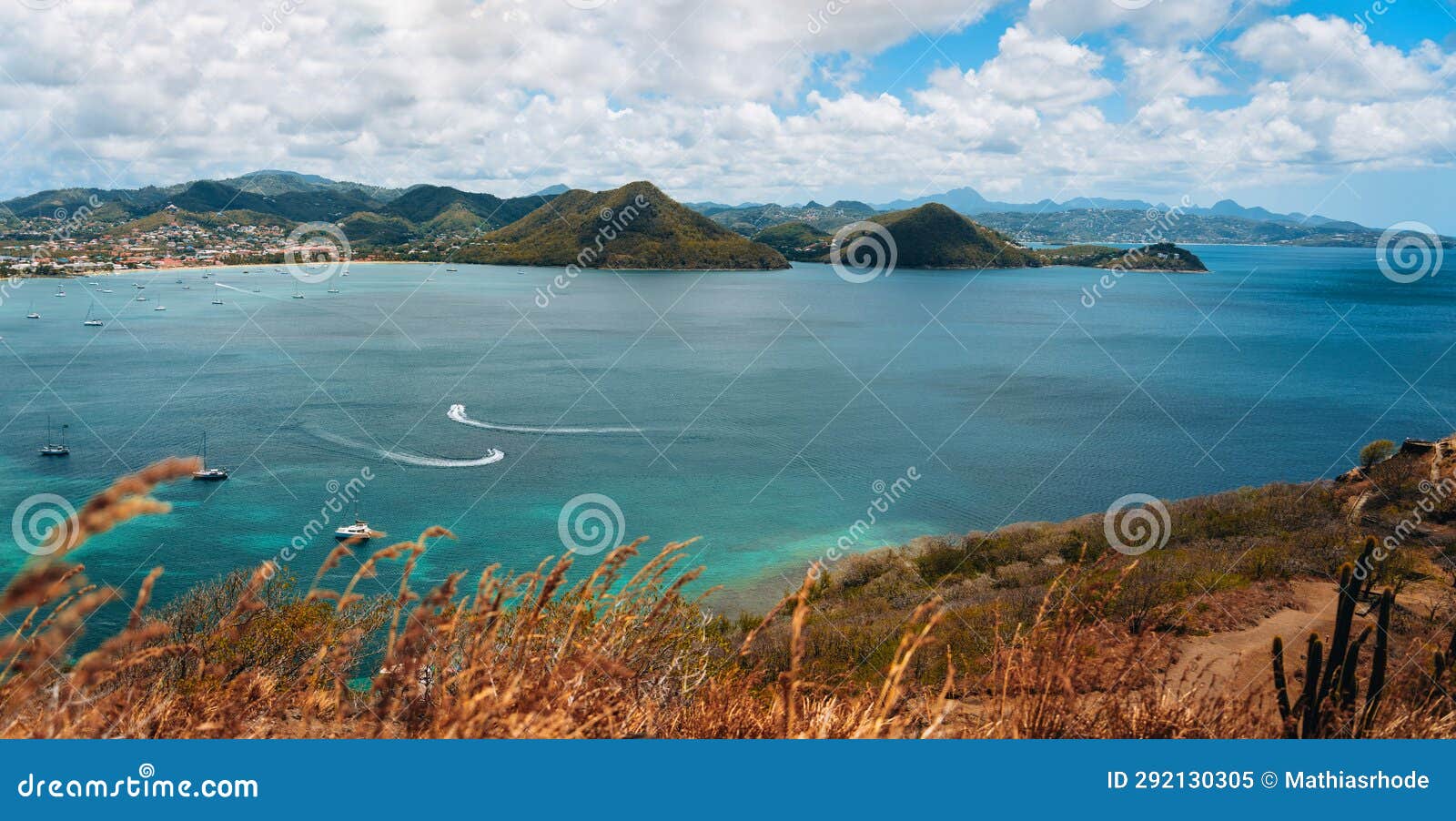 Yachts Anchoring in Famous Rodney Bay, Saint Lucia, West Indies Stock ...