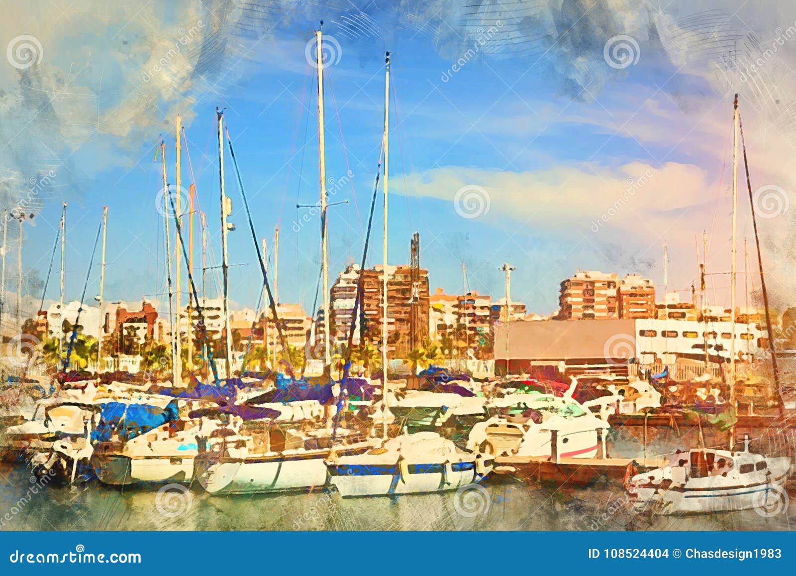 yachts and boats in marina of torrevieja
