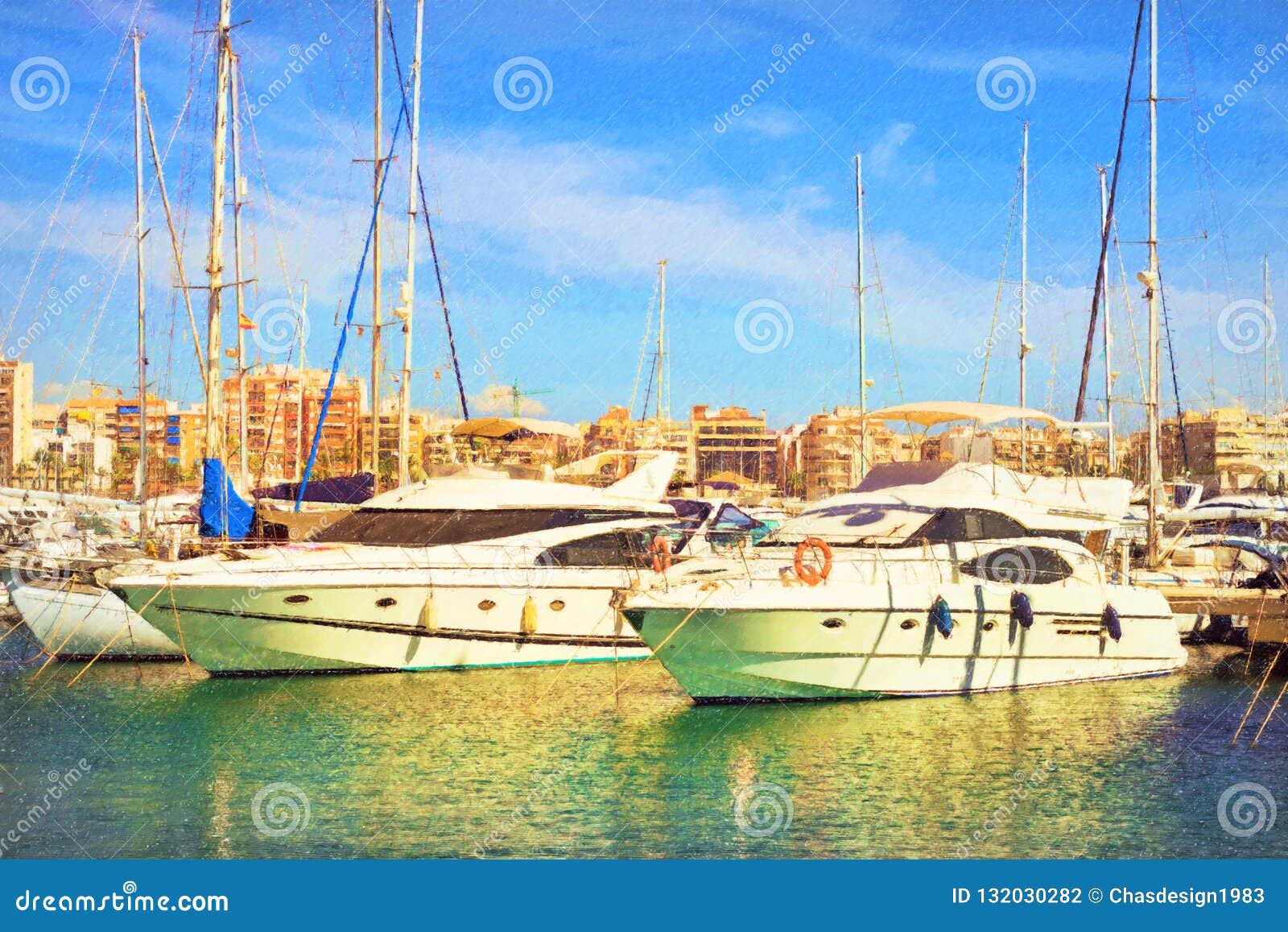 yachts, boats pier in port resort torrevieja spain