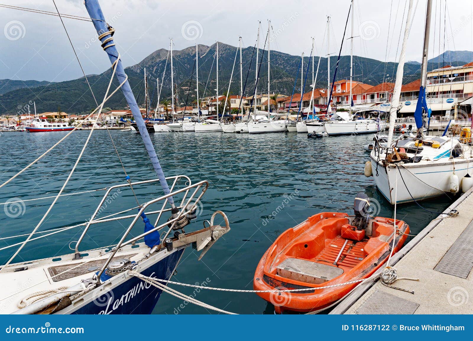 Boats in Nidri Harbour, Lefkada, Greece. Editorial Photography - Image ...