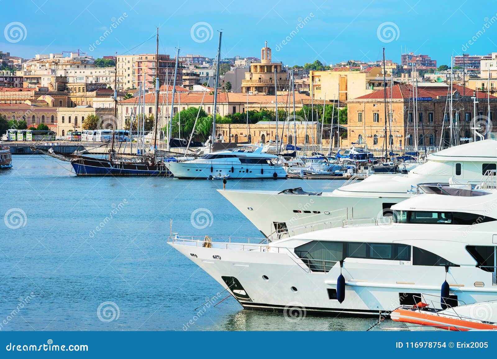 Yachts in Mediterranean Sea in Siracusa Sicily Stock Photo Image of