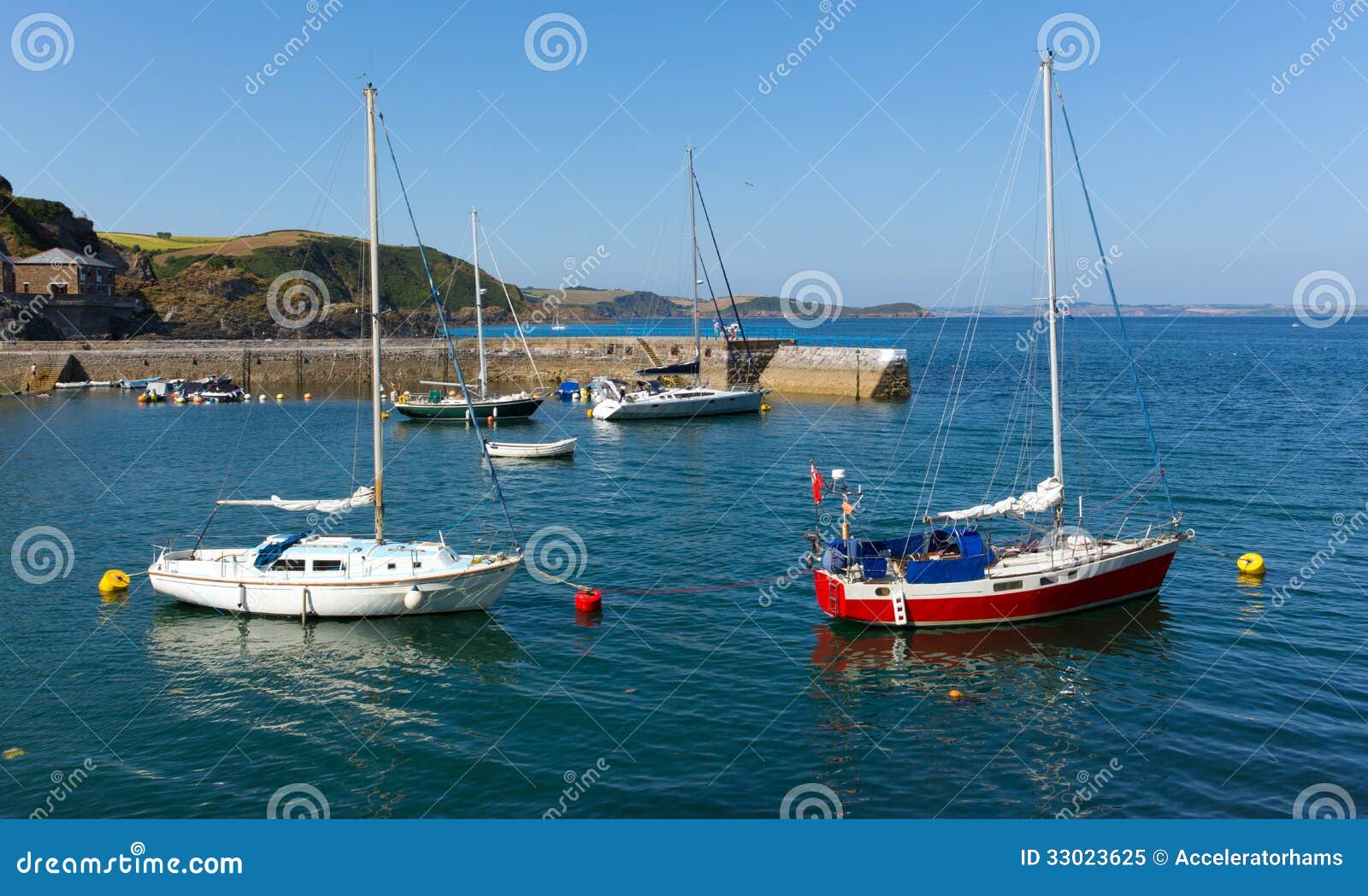 Yachts In Mevagissey Harbour Cornwall England Stock Image ...