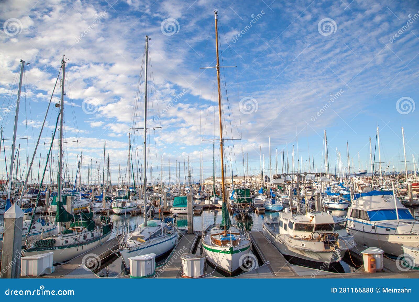 Yachts and Sailing Ships in the Harbor of Monterey, USA Editorial Image