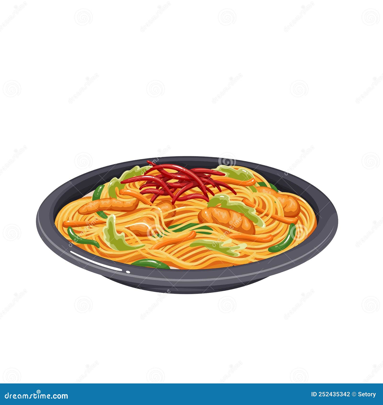 Yakisoba, Japanese Food, Hot Fried Wheat Noodle with Pork and Chopped