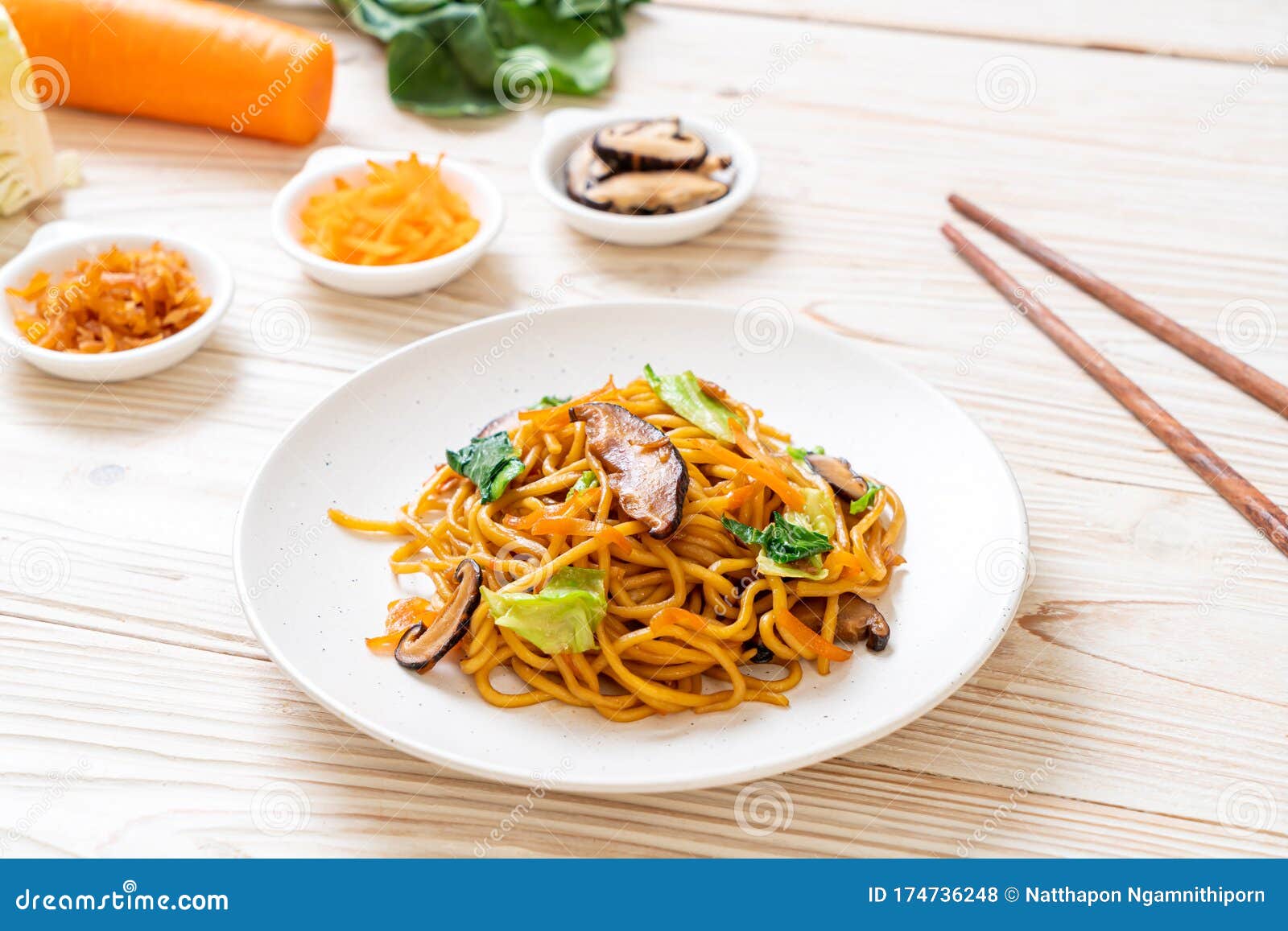 Yakisoba Noodles Stir-fried with Vegetable in Asian Style - Vegan and